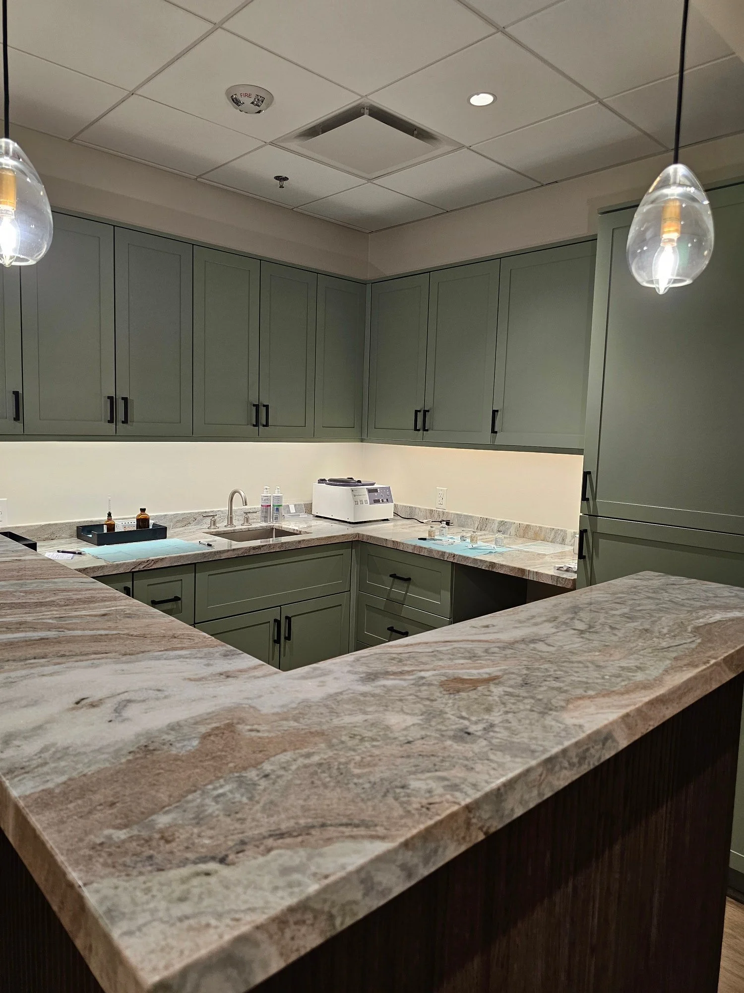 Kitchen with finished cabinetry