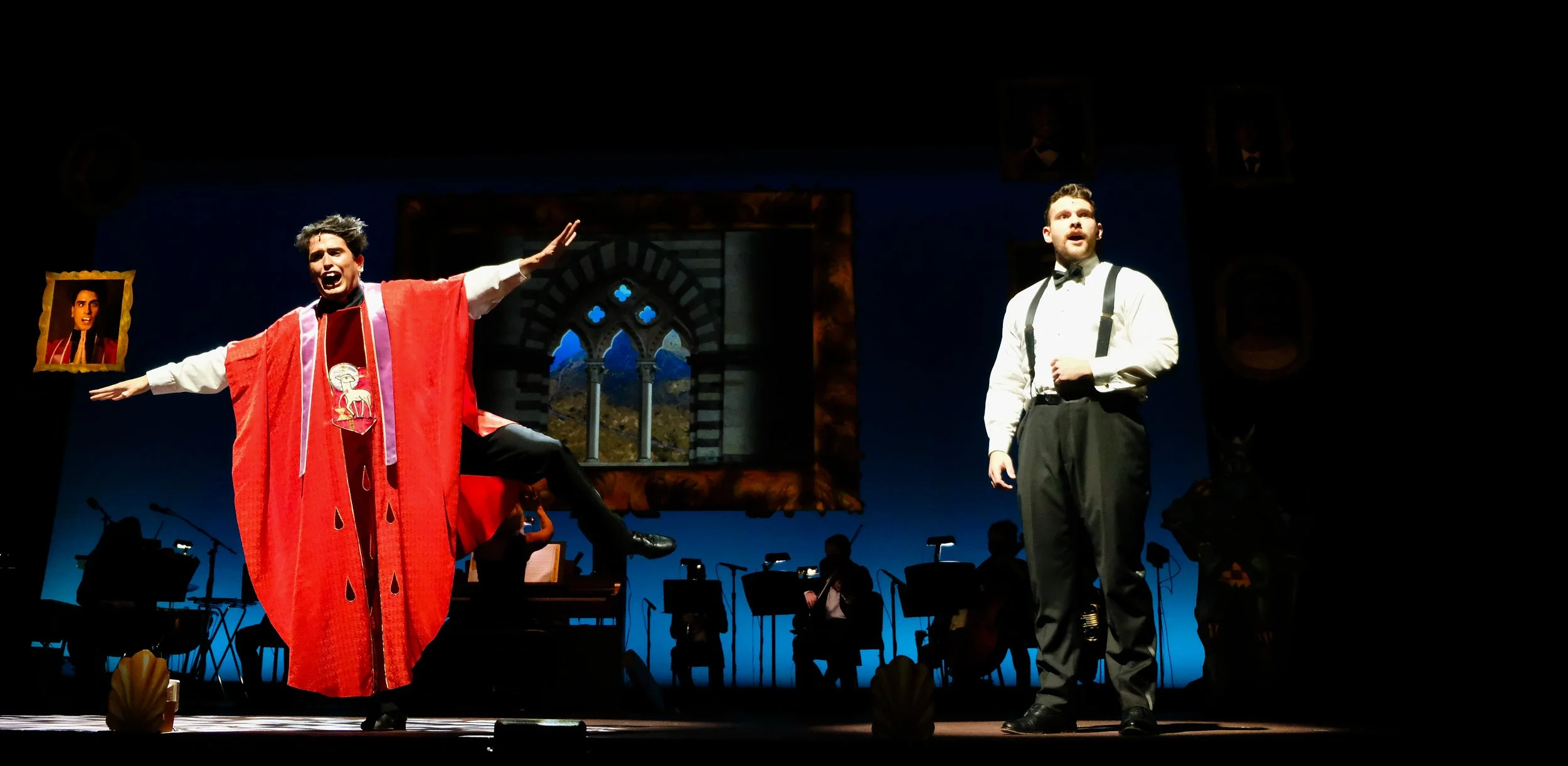 Ryan Esparza (Rev. Lord Ezekial D'Ysquith), Will Saygers (Monty Navarro)