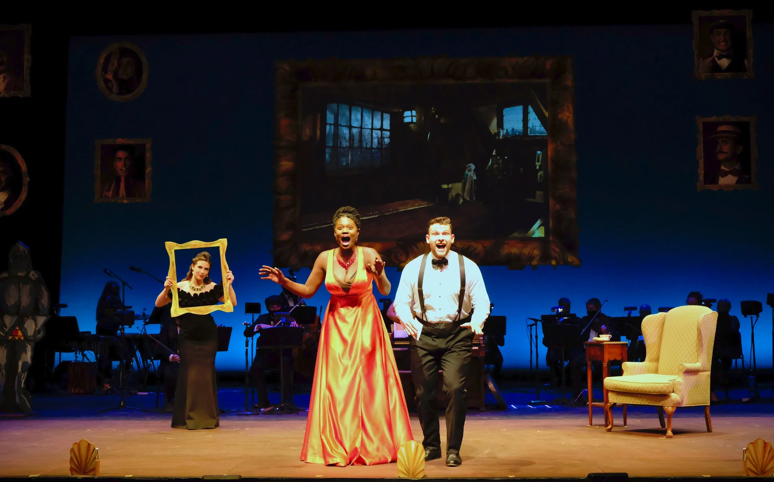 Emma Rose Johnson, Nijah Dent (Miss Shingle), Will Saygers (Monty Navarro)