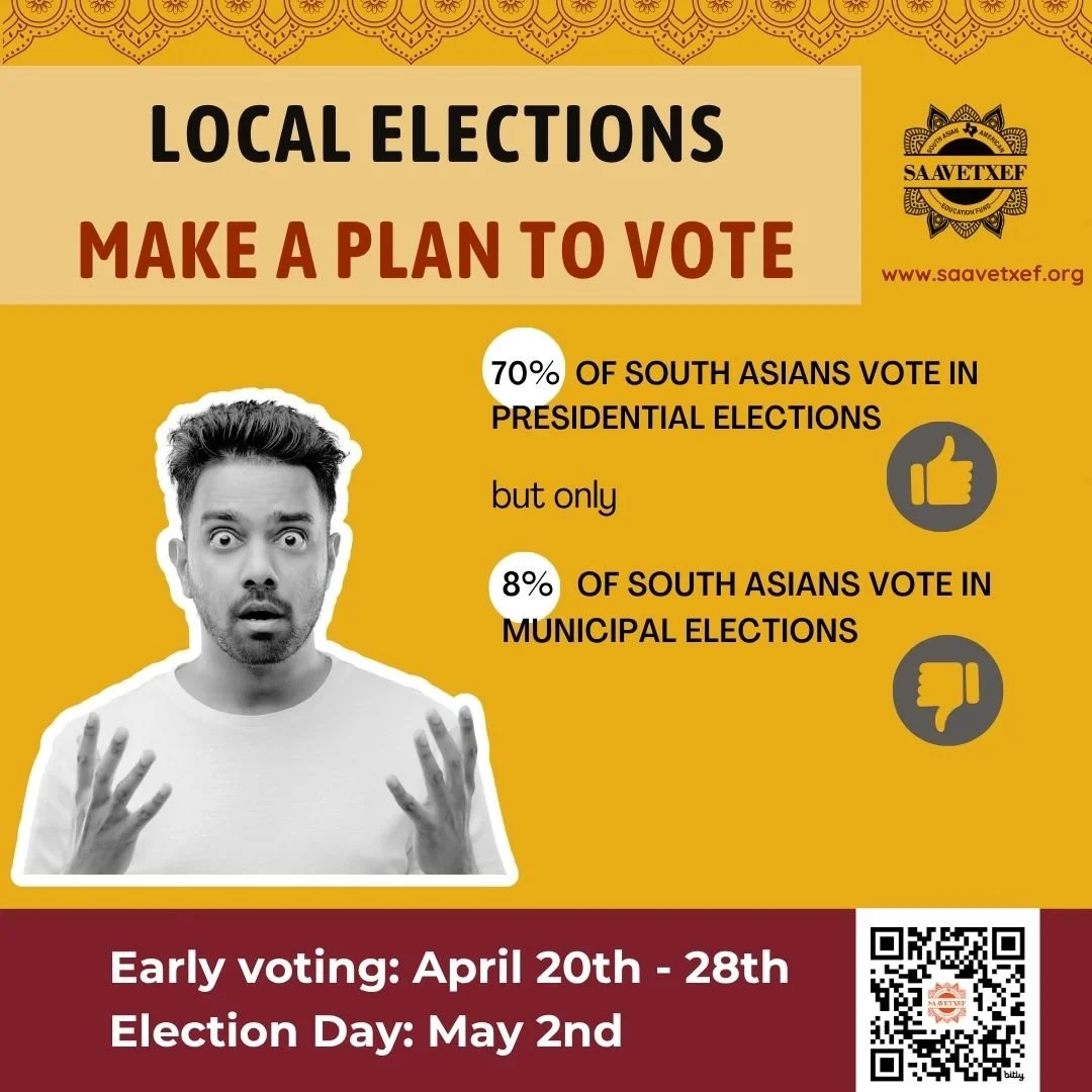🚨 Dear Desis &mdash; this is our power moment 🚨

Did you know:
Over 70% of South Asians vote in presidential elections 🇺🇸
But only 8% vote in local municipal elections

📢 Make your plan:
👉 https://saavetxeducationfund.org/2026-elections

💥 Wha