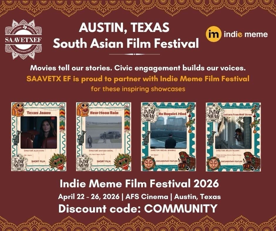 🎬 Movies tell our stories&mdash;voting empowers those voices.

We&rsquo;re incredibly excited to partner with Indie Meme Films, an organization that powerfully brings South Asian stories to life on screen. Their work captures the depth, diversity, a
