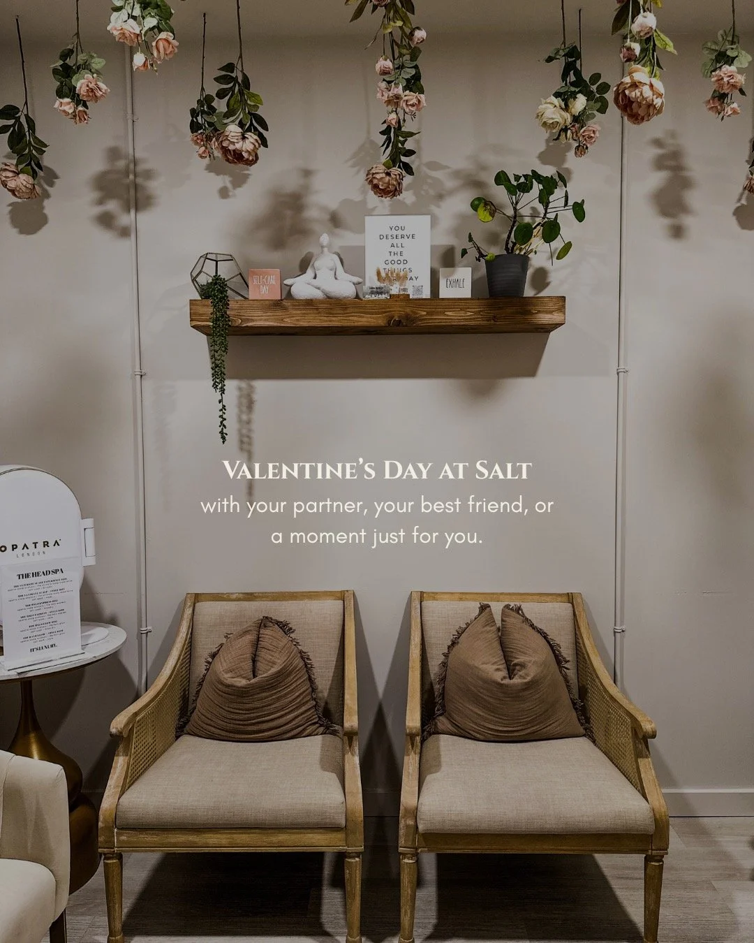 Valentine&rsquo;s at Salt🤍

Whether you&rsquo;re coming with your partner, your best friend, or treating yourself, our Valentine&rsquo;s packages are all about slowing down, reconnecting, and actually feeling taken care of.

Think side-by-side treat