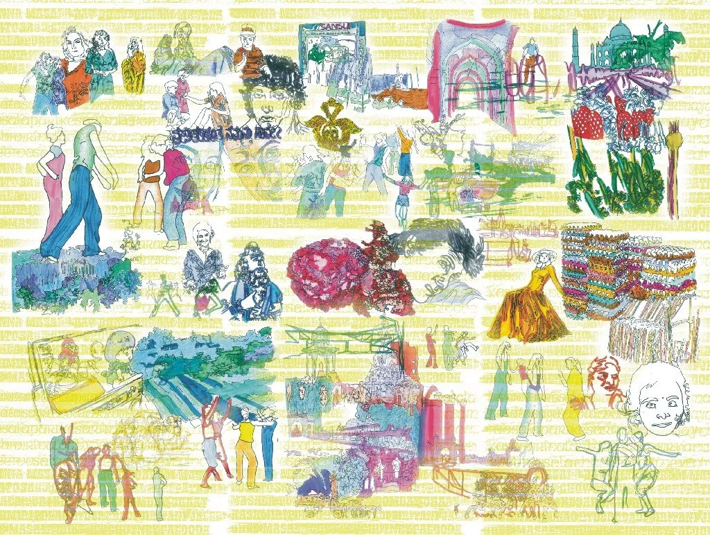 Drawing and Print Overlay, 30 x 40 inches: Fulbright Grant India