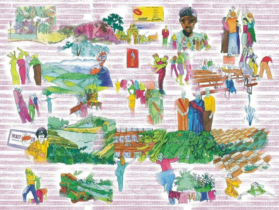 Drawing and Print Overlay, 30 x 40 inches: Fulbright Grant India