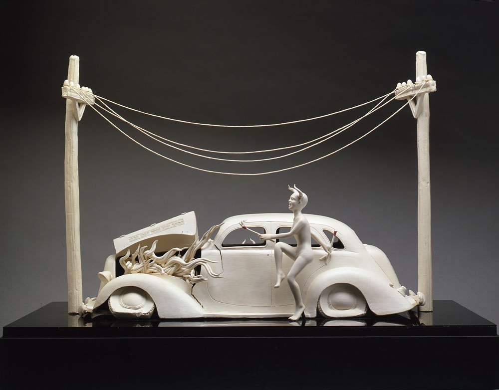 _High Tension Wire_ (1982), 30.5 x 39 x 22 HWD in., Low-Fire Clay, Mixed Media.   Photo Credit_   Roger Schreiber.jpeg