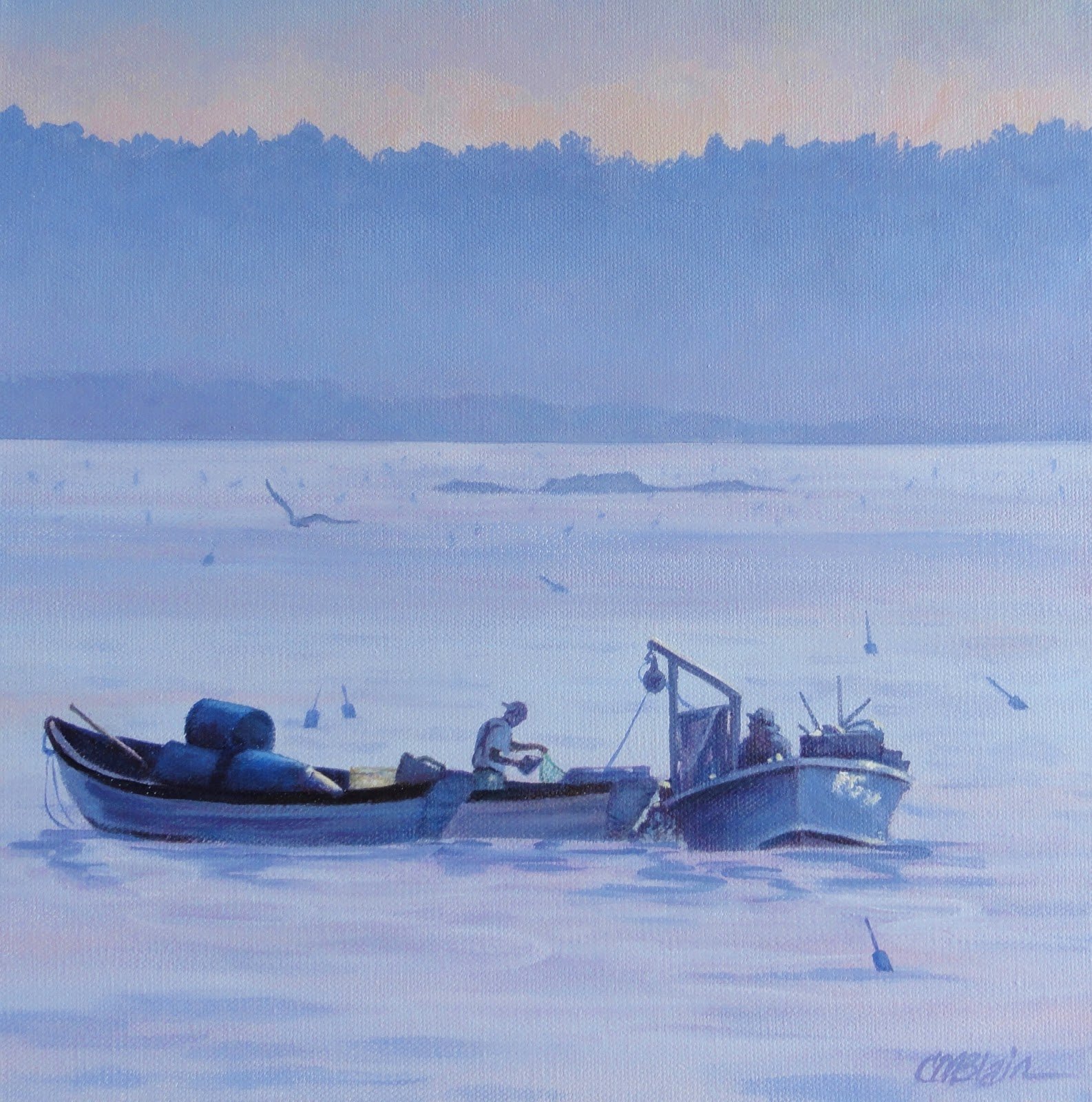Midcoast Maine Fishermen, acrylic, 12x12"