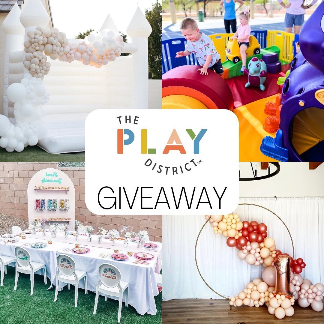We are celebrating @theplaydistrict_tucson&rsquo;s new website launch with a giveaway with some amazing local party vendors! 

One lucky winner will receive:
🎉 Soft Play Tot Zone ($275) from @kidzpartyzonetucson 
🎉 Bounce House Rentall ($250) from 