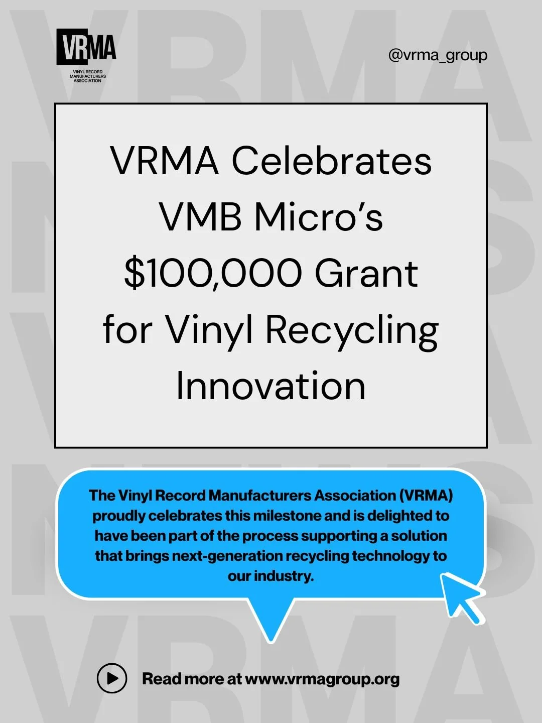 VRMA Celebrates VMB Micro’s $100,000 Grant for Vinyl Recycling Innovation