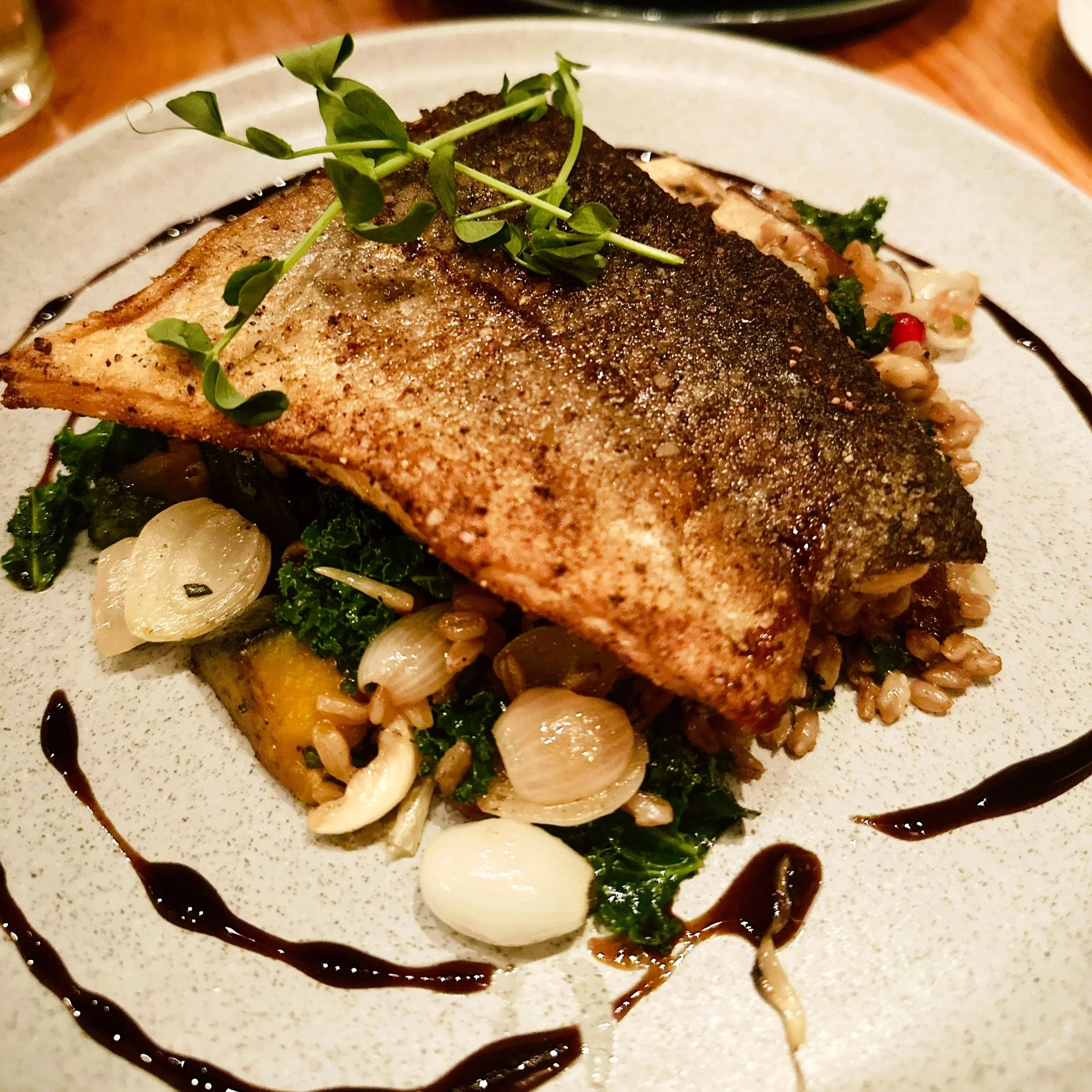 Pan seared salmon Polite Society Saint Louis best restaurants