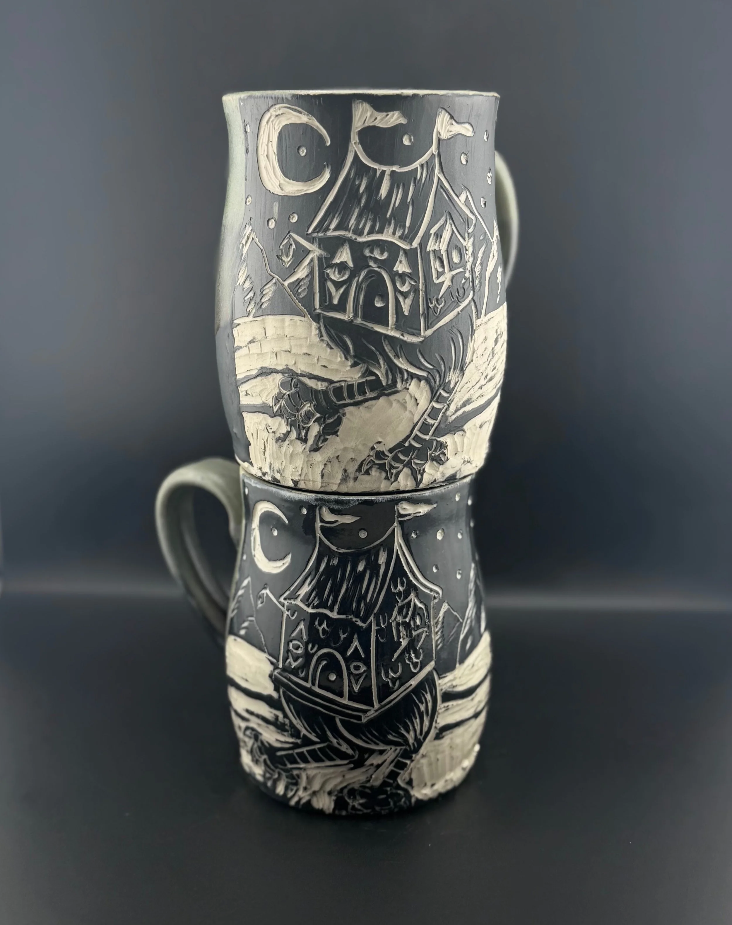 Handmade Baba Yaga Sgraffito Mug