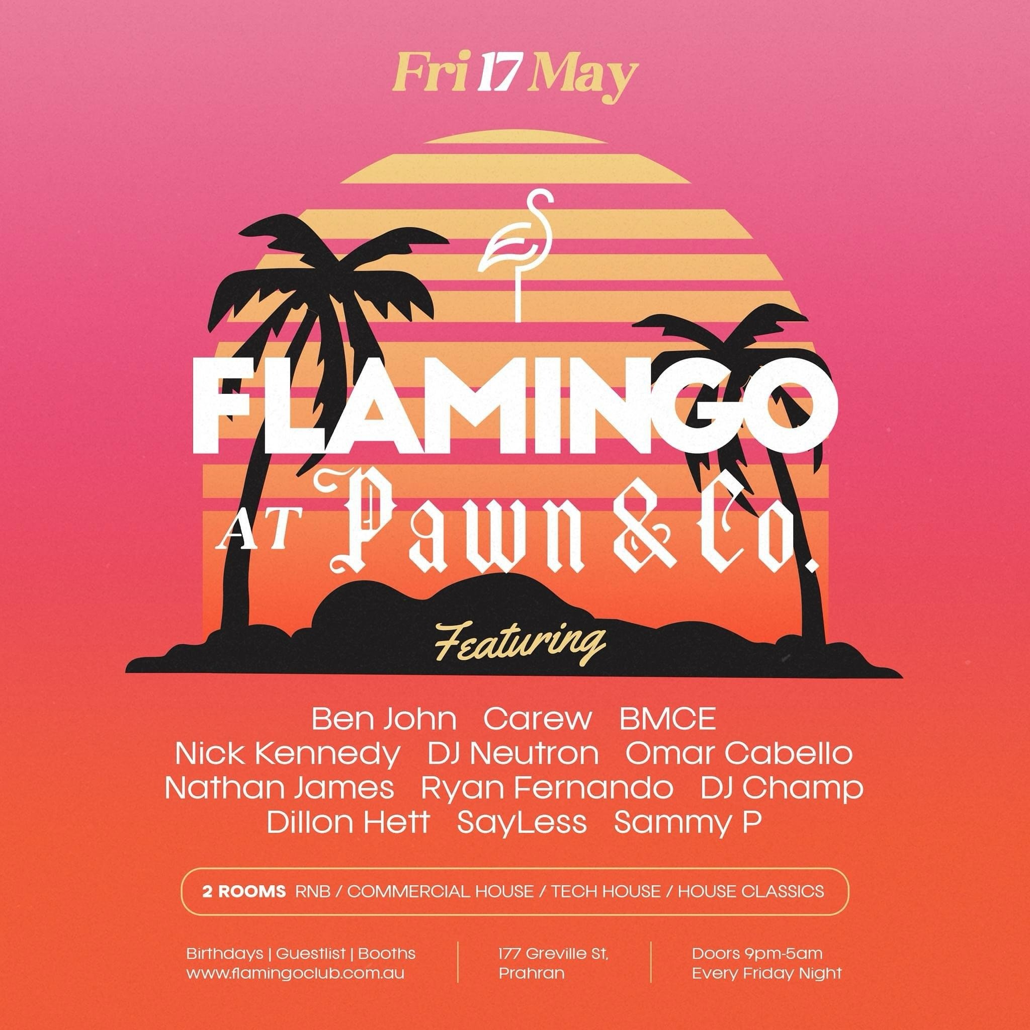 Join us this Friday at Flamingo Club at Pawn &amp; Co, where the vibe is always right and the nights unforgettable.🎉
This autumn has been fantastic, and we keep getting bigger and better every week🔥

Dance to your favourite beats across genres like