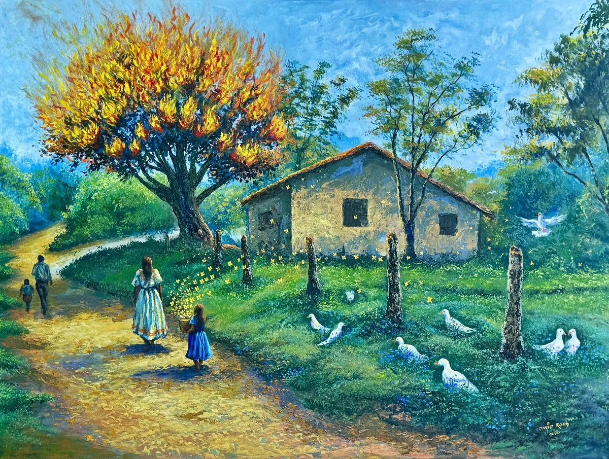 Arbol de fuego casa y mariposas- David Rods