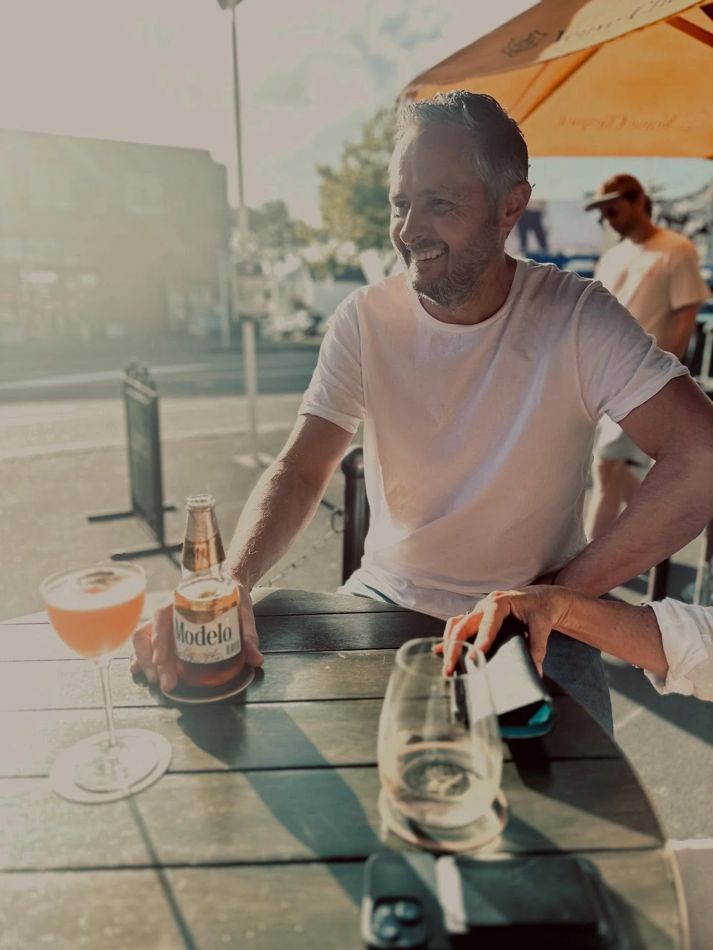 // you&rsquo;d be hard pressed to not be feeling all festive with rays of sunlight vs your bottle of Modelo, mirror balling the hell out of that refreshing Rhubarb Gimlet sitting alongside. It&rsquo;s the little things, people. Brief moments where yo