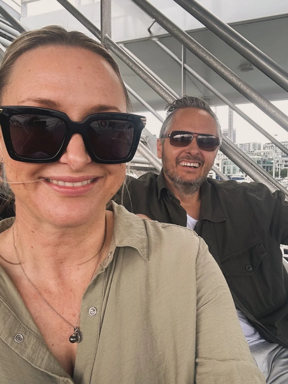 // What did we do with the approximately 1 nice day summer has delivered us so far? We took  FIELD TRIP. Cheers to the excellent bar staff on our @fullers360 ferry trip, who delivered us, primed and prepped for our @manowarwine expedition into cullen