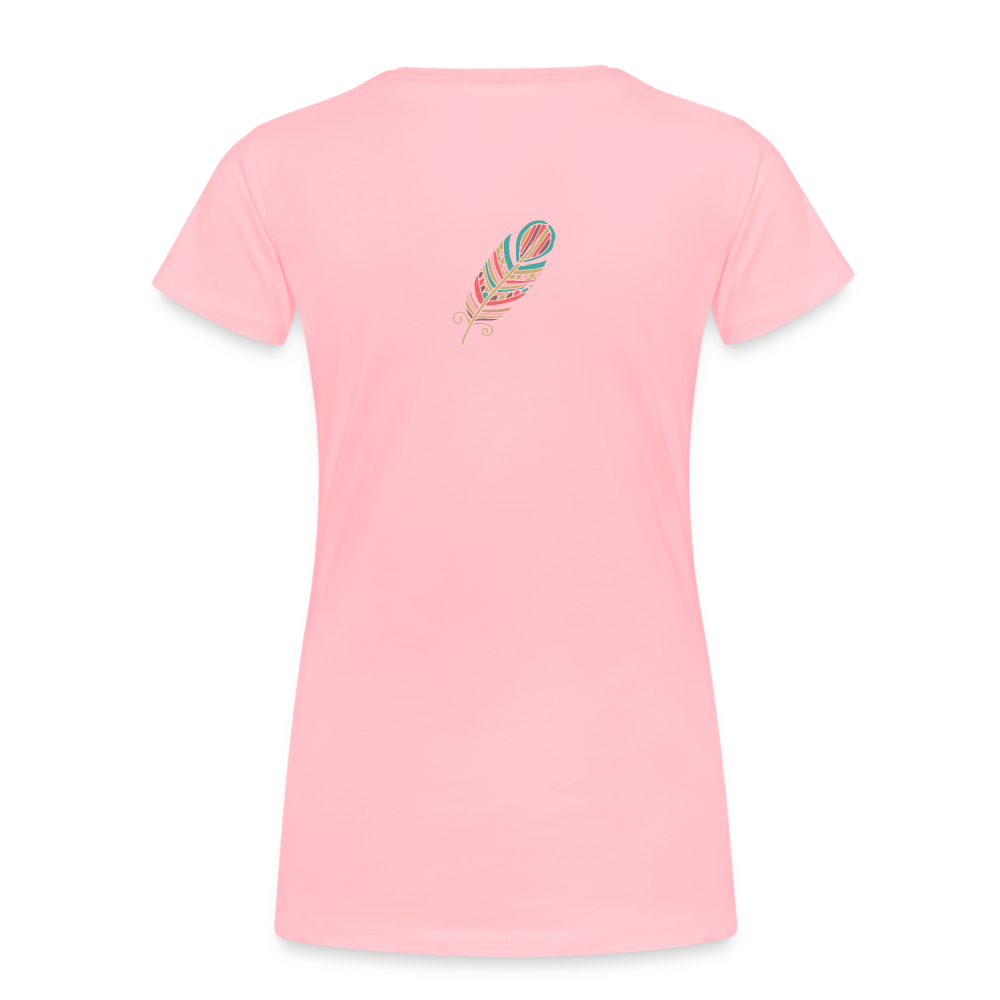 Pink shirt with feather