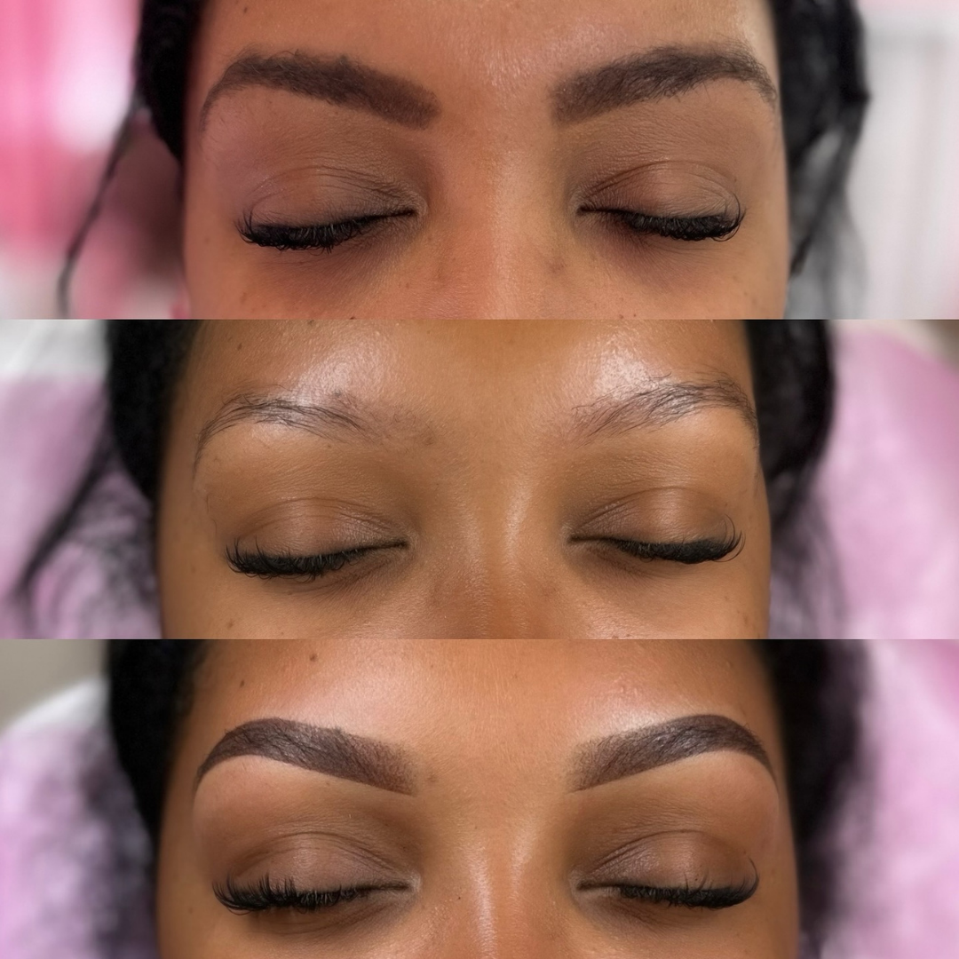 Ombre brow transformation by Kelly’s Dream Brows in Yuma, Arizona creating soft defined brows.