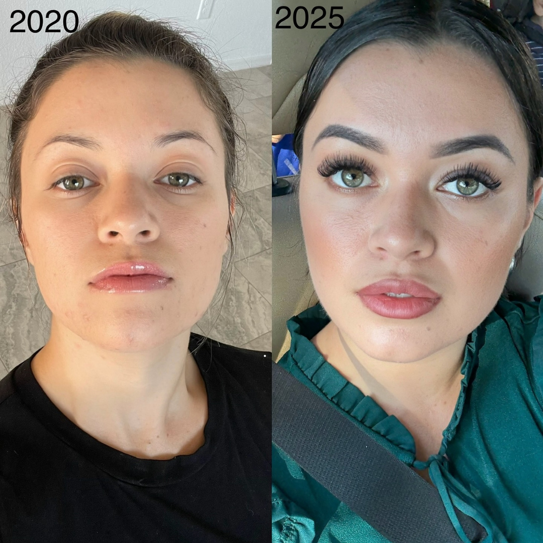 Brow tattoo transformation at Kelly’s Dream Brows in Yuma, Arizona with soft healed results.