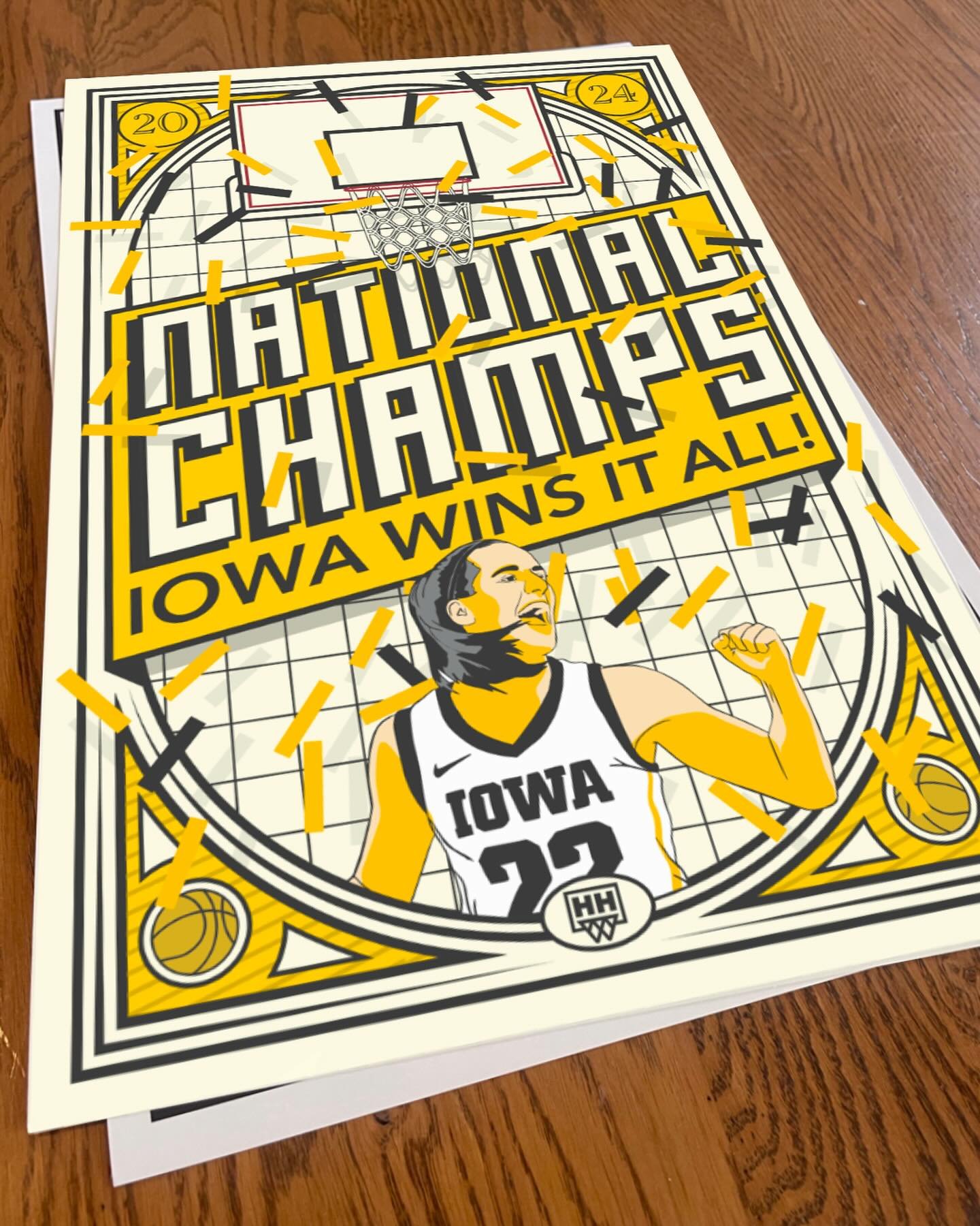 I took a gamble and made this poster a couple weeks ago&hellip; if you or someone you know wants a copy of the only Iowa National Champs poster in your friend group, send me a DM 

I actually drew this @caitlinclark22 portrait in an absurdly short am