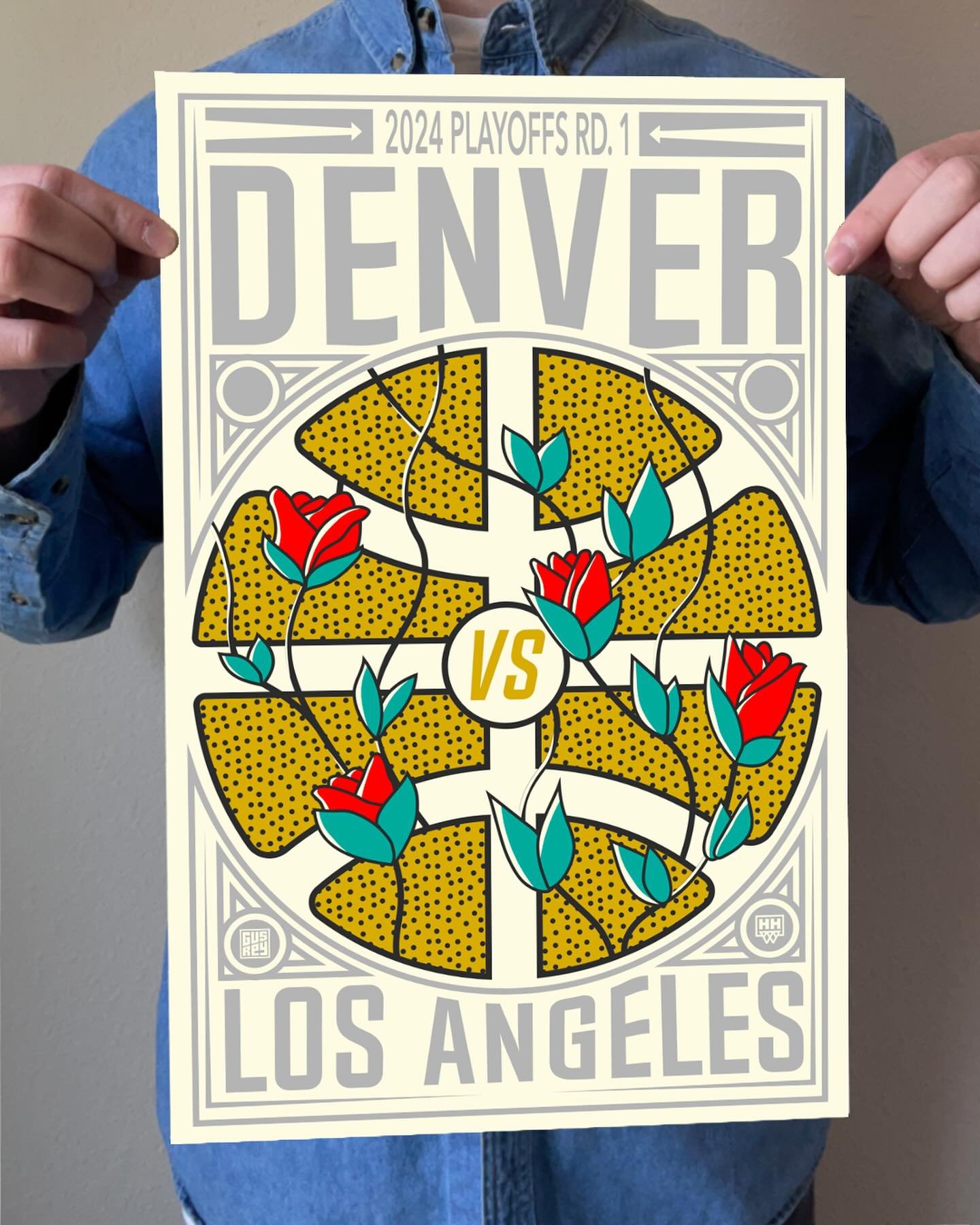 Link in bio if you want a copy! The @nuggets play the @lakers tonight for round one of the playoffs and this is the series poster I put together.  This poster is part of my on-going High Hoops project which is now over 20 posters strong. I hope you d
