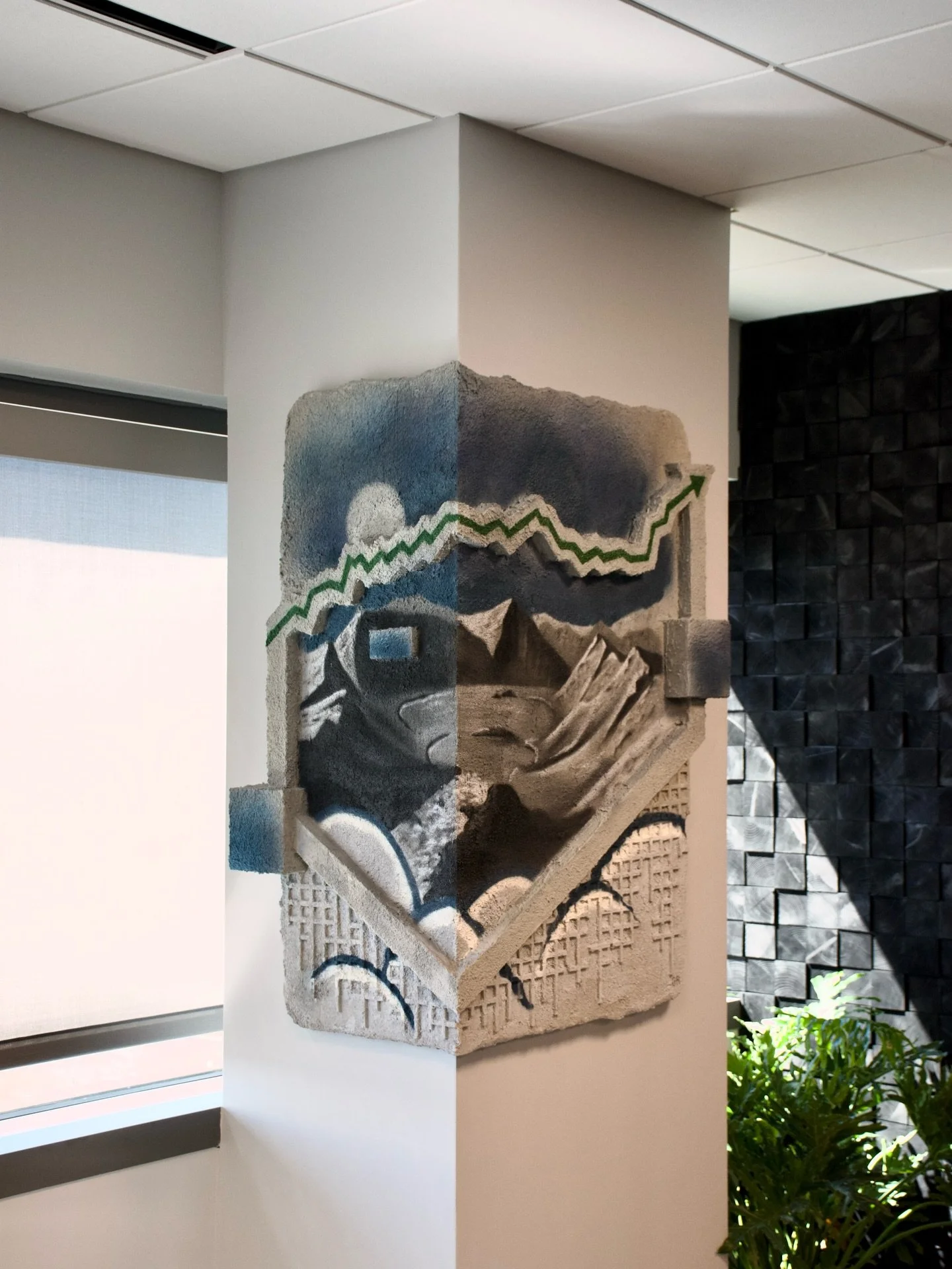 Ayo! Very psyched with how this wild piece came together. Just installed last week for a financial firm in Denver who commissioned the project. 

Ive been experimenting with a lot of new art mediums and painting styles the last handful of months and 