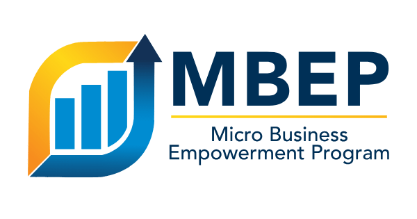 MBEP logo with a bar chart and upward arrow design, and text reading 'Micro Business Empowerment Program'.