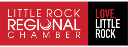 Logo for Little Rock Regional Chamber with text 'Love, Little Rock' on a red and black background.