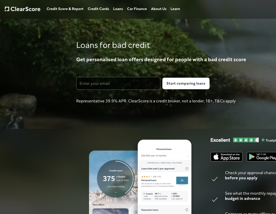 Clearscore - Loans for Bad Credit
