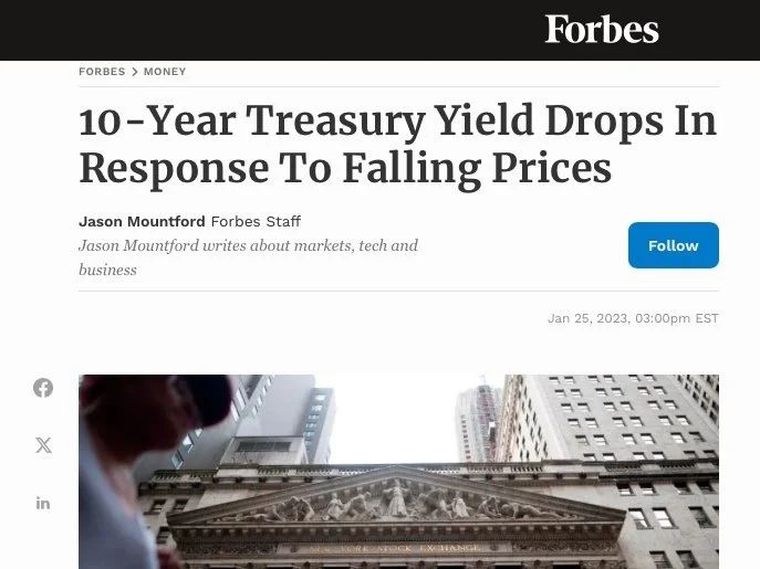 Forbes - 10-Year Treasury Yield Drops In Response To Falling Prices