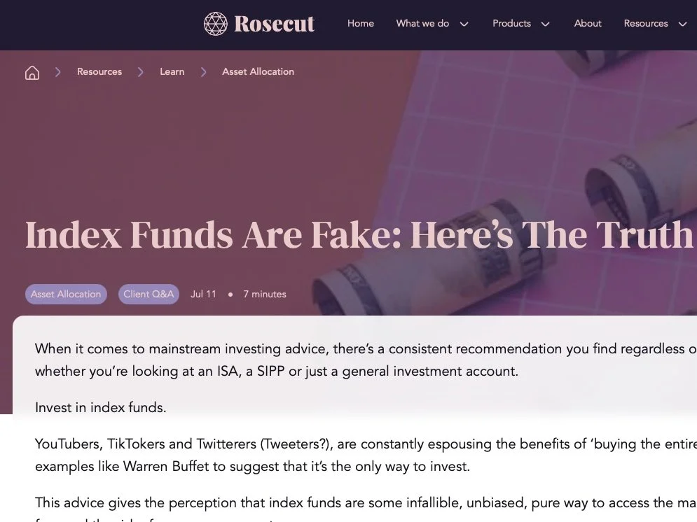 Rosecut - Index Funds Are Fake: Here's the Truth of How They Work