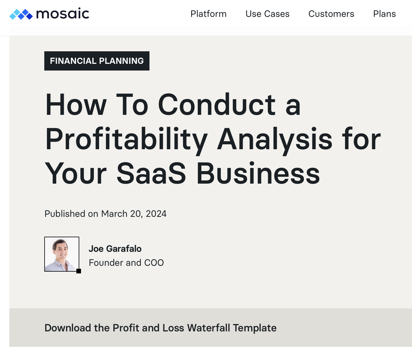 Mosaic - How to Conduct a Profitability Analysis