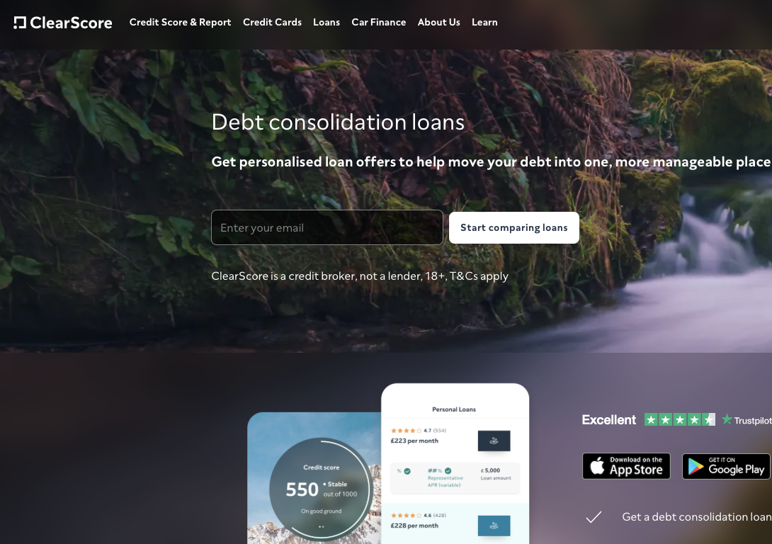 Clearscore - Debt consolidation loabns