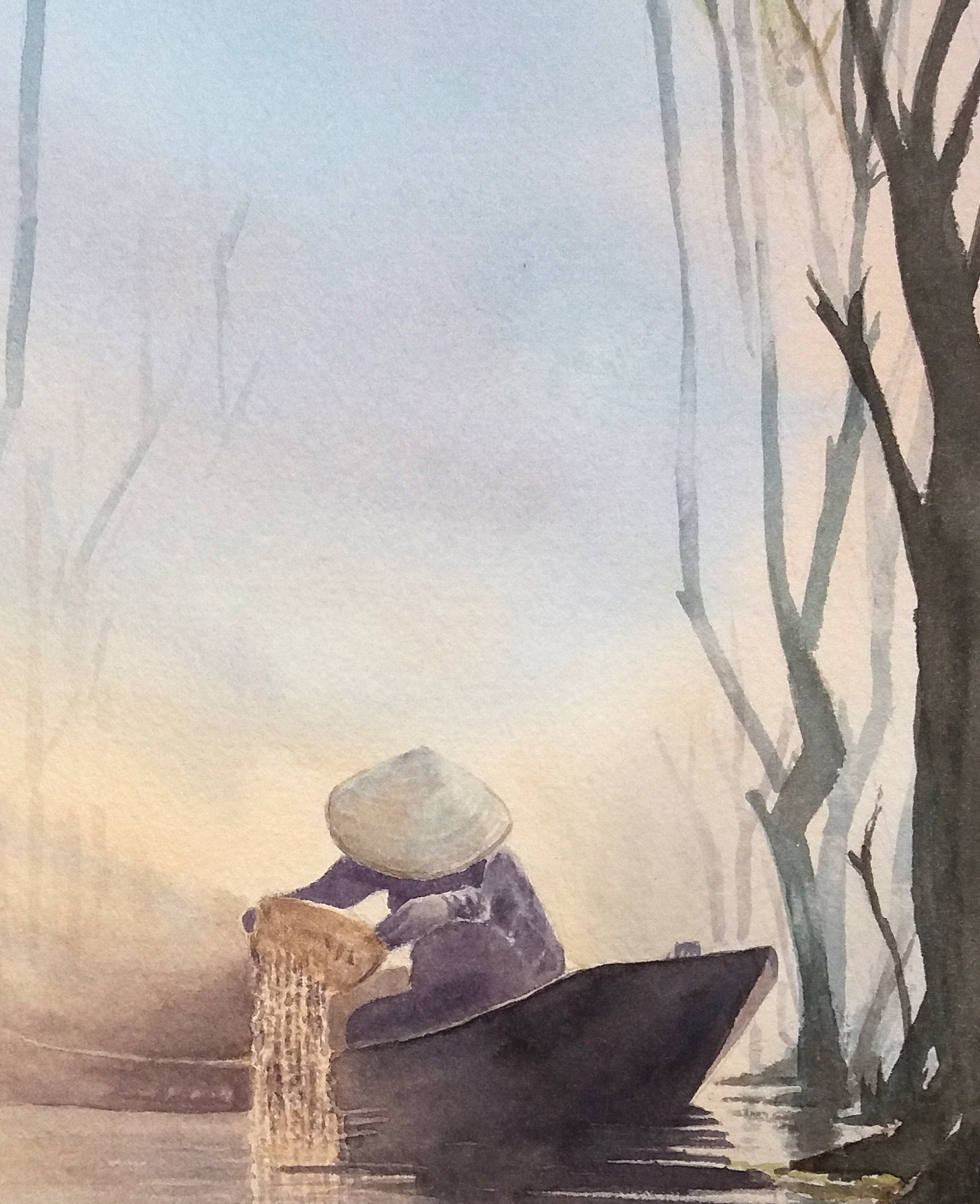 Original watercolor painting closeup 2