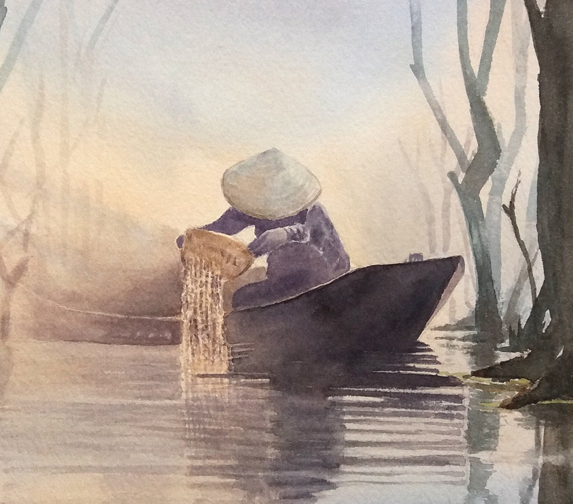 Original watercolor painting closeup 3