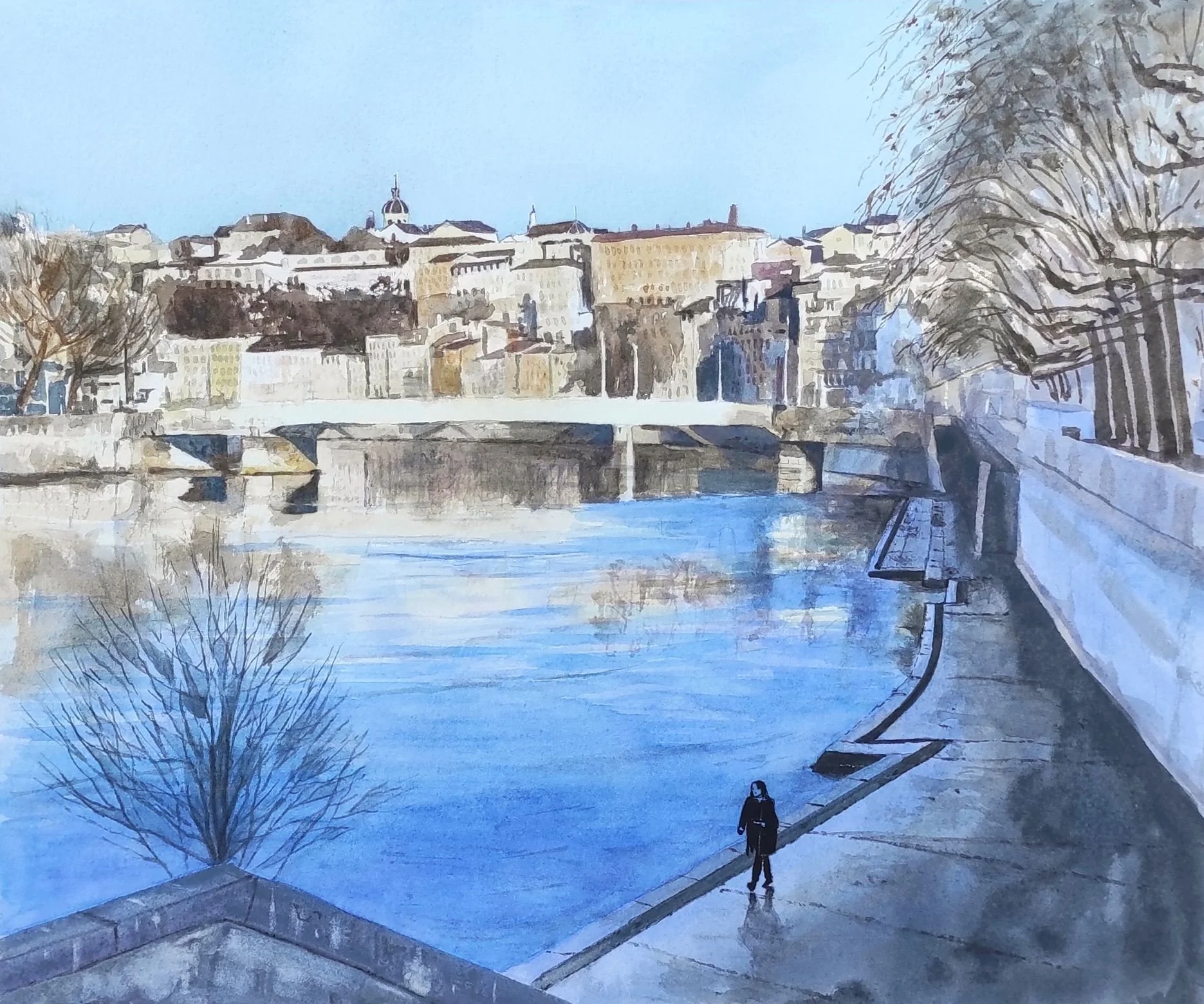 Lyon Croix Rousse watercolor painting