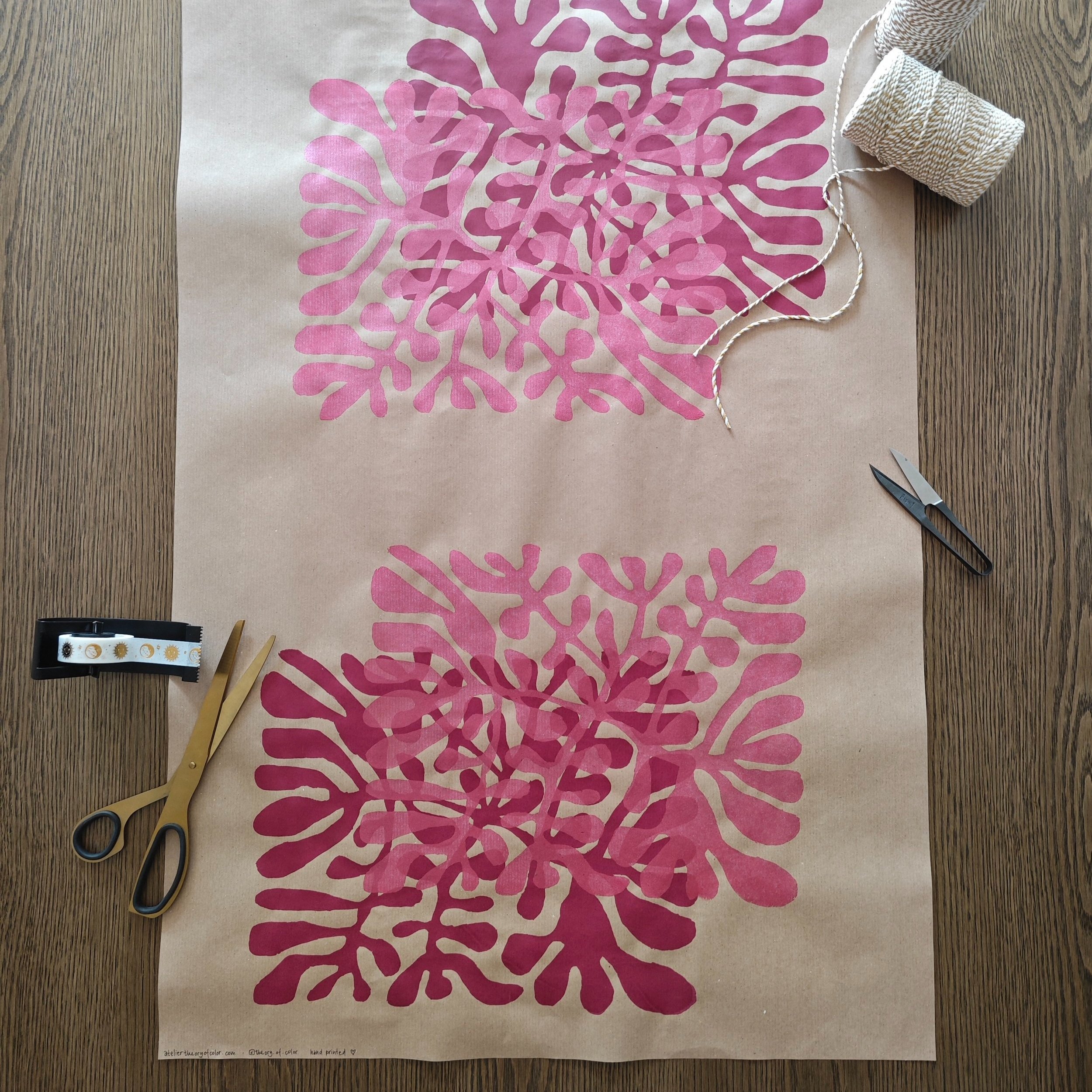 Geschenkpapier Siebdruck, Pink Corals