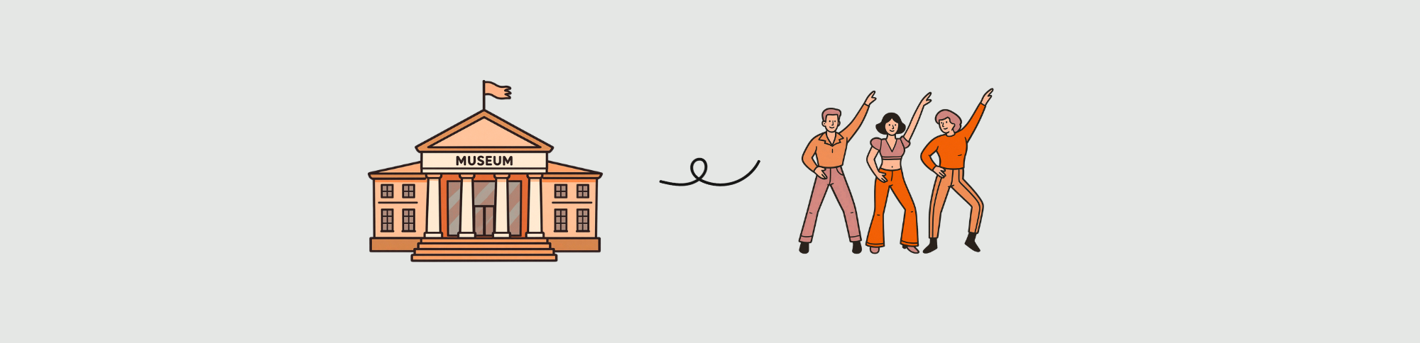 Illustrationen Museum und Ausgehen