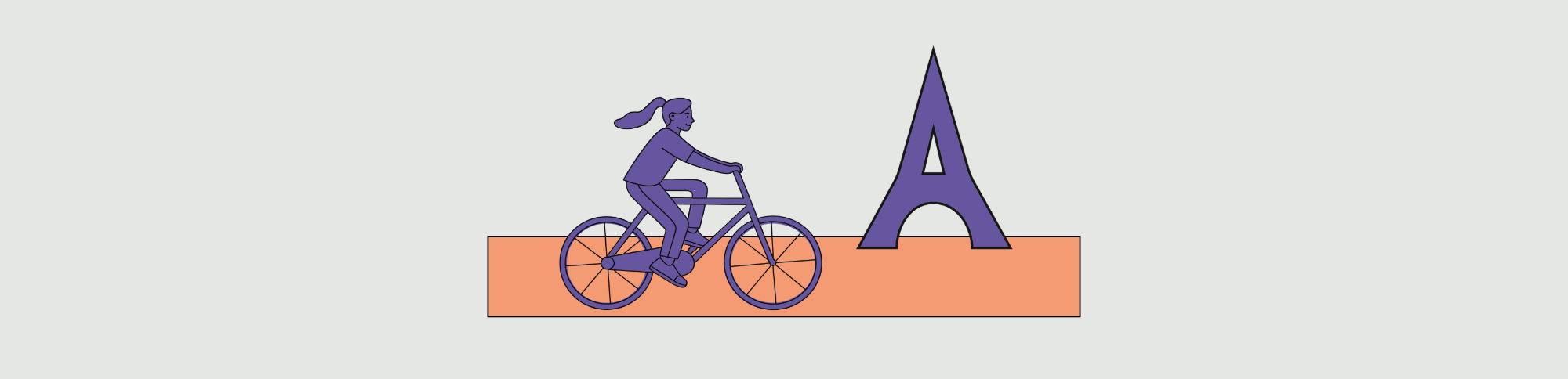 Illustration einer Radfahrerin und des Eiffelturms