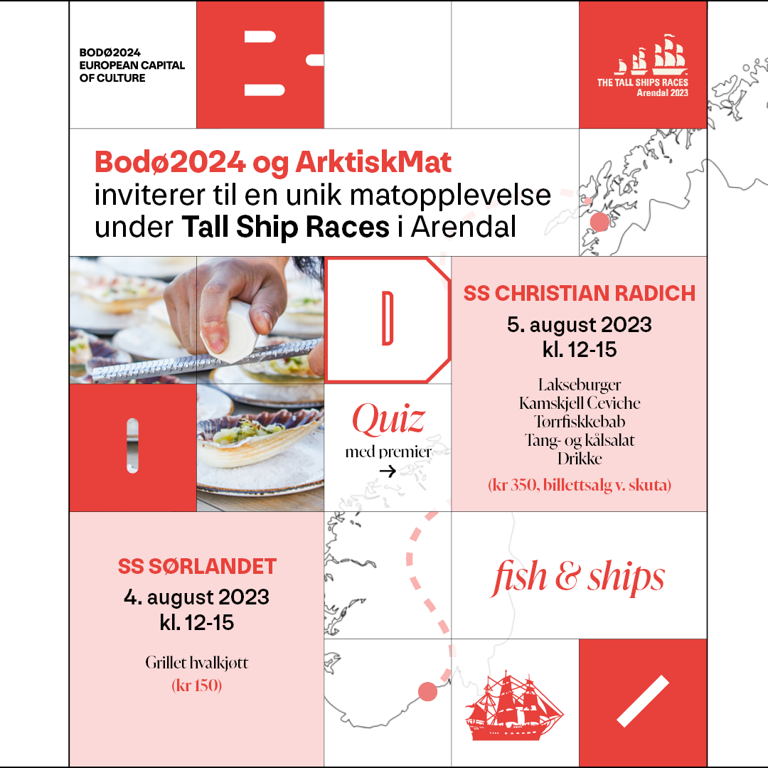 Bodø2024 og ArktiskMat til Tall Ships Races i Arendal