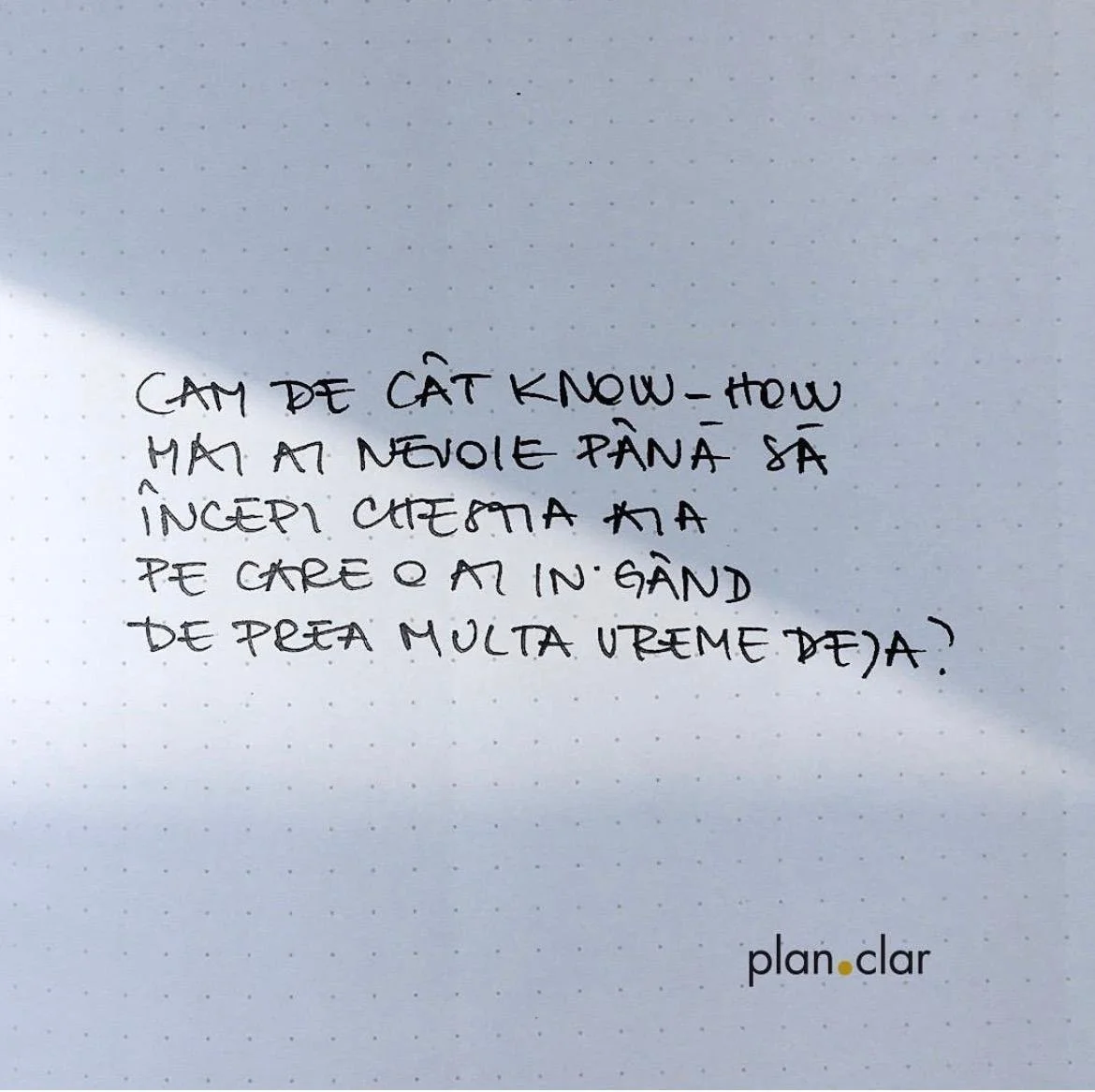 Întrebare despre amânare și know-how scrisă de mână pe jurnal - plan.clar Erika