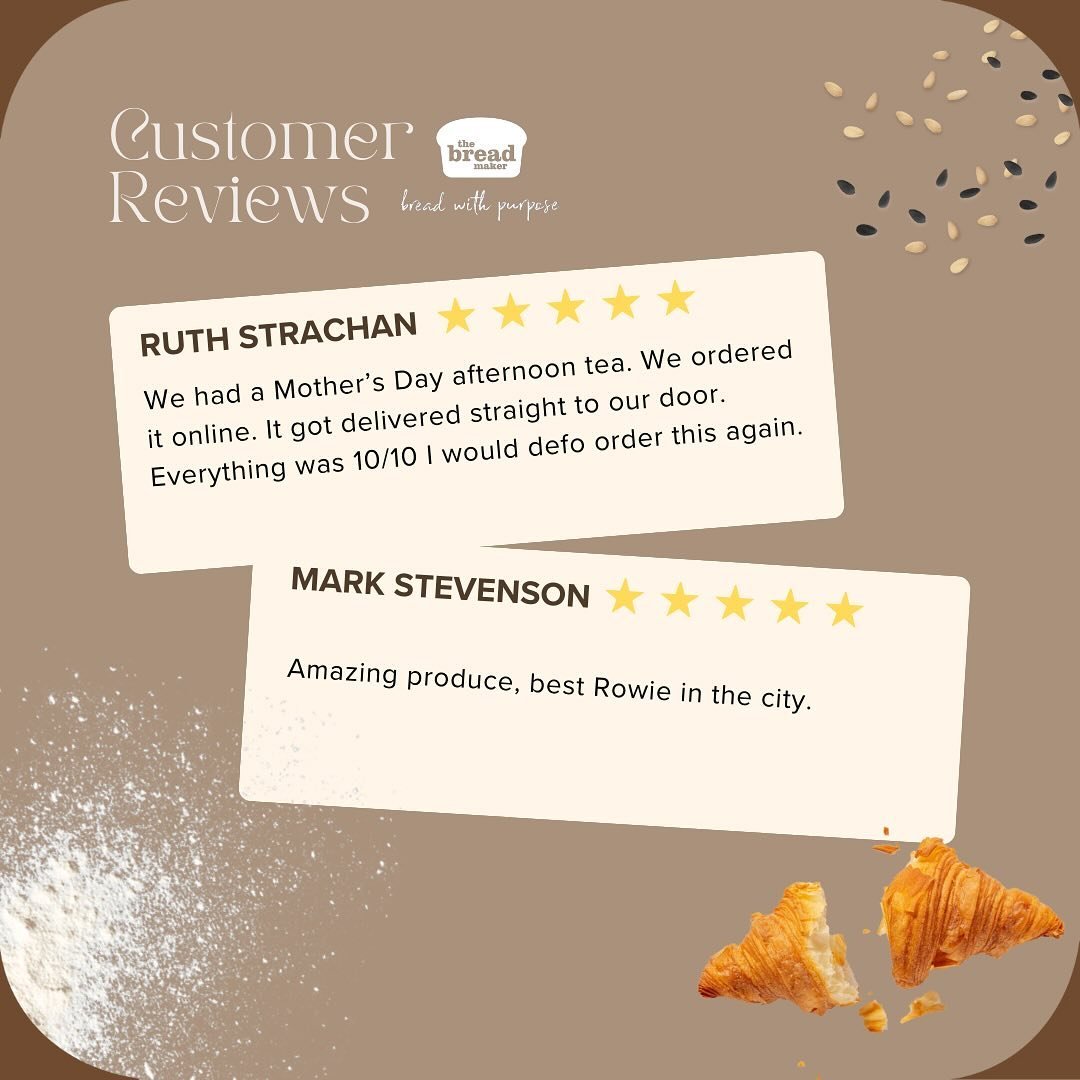 🌟 Our customers&rsquo; words speak louder than buttery crumbs!🌟 
Check out what they have to say about their experience at @the_bread_maker !

From the warm aroma of freshly baked treats to the smiles on their faces, we&rsquo;re grateful for each