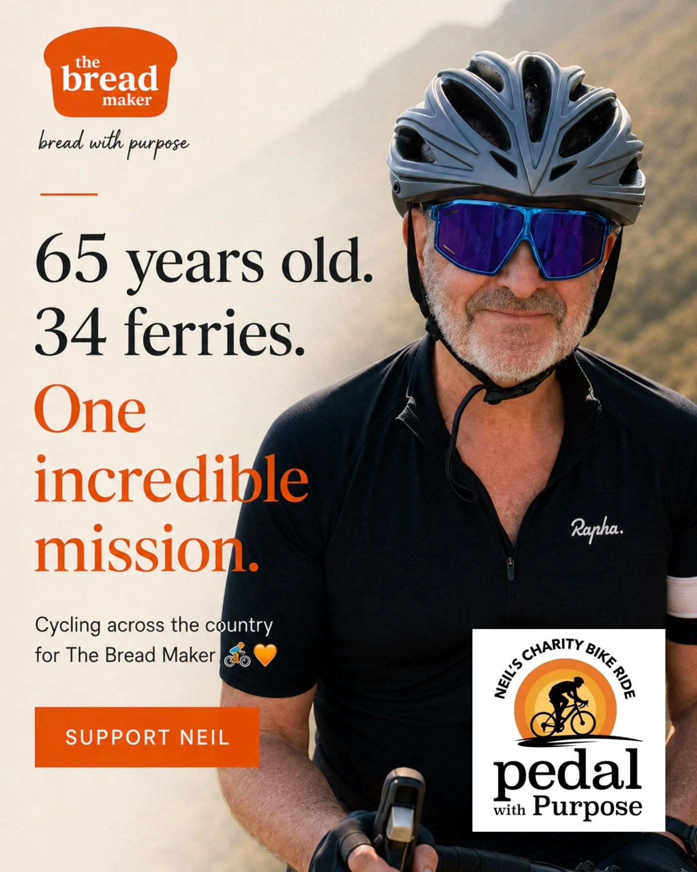 On 18 June, Neil sets off on a journey that most of us couldn&rsquo;t imagine.

Around 2,800 miles.
34 ferries.
More than 45 days on the road.

He&rsquo;s taking on this challenge to help us refurbish our caf&eacute; and create a dedicated teaching k