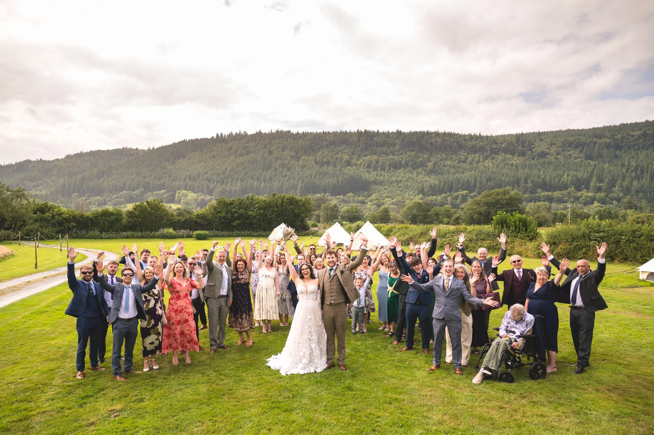 hafod farm wedding photographer group shot