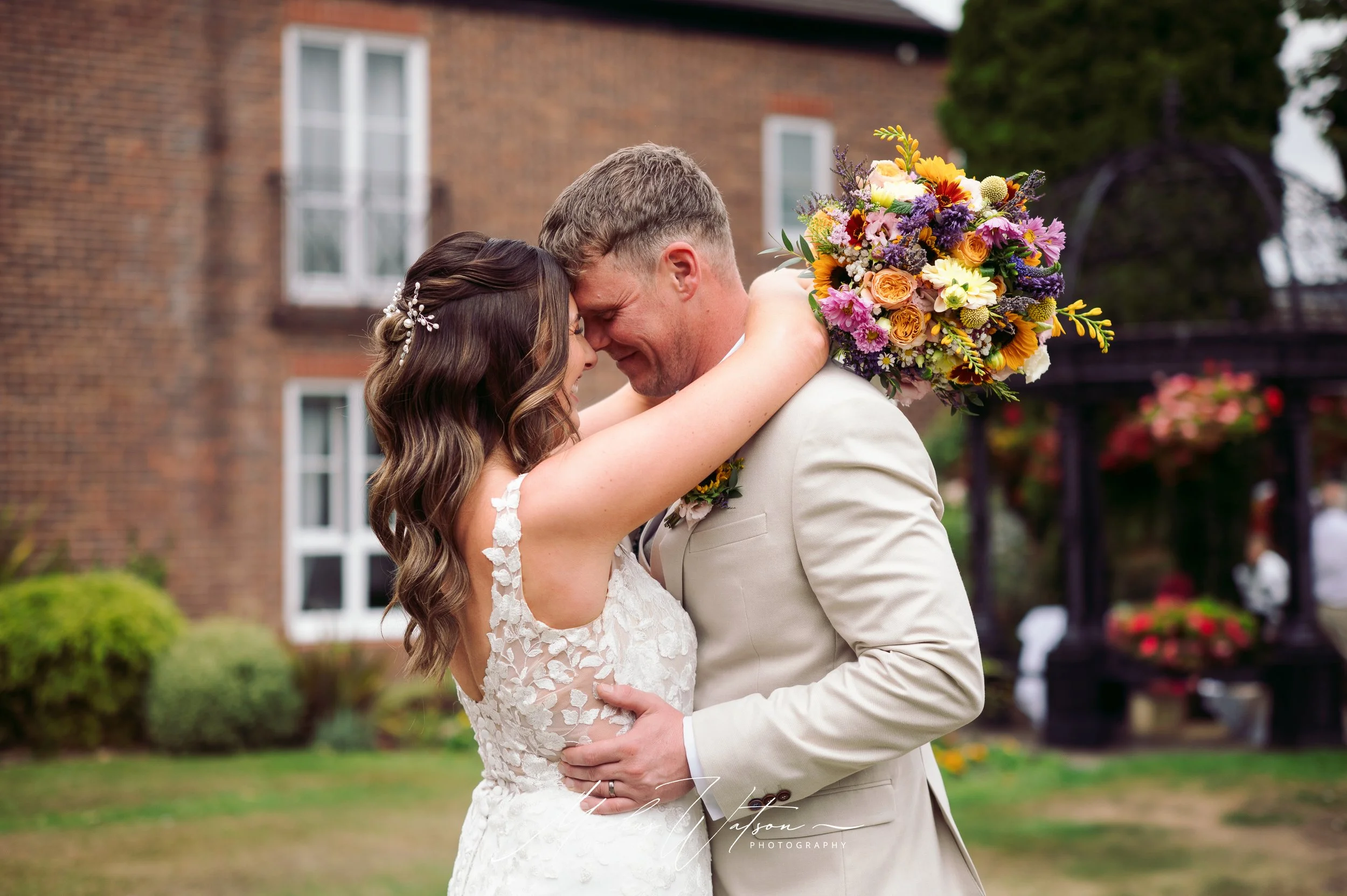 Emotional moment during Rossett Hall wedding ceremony