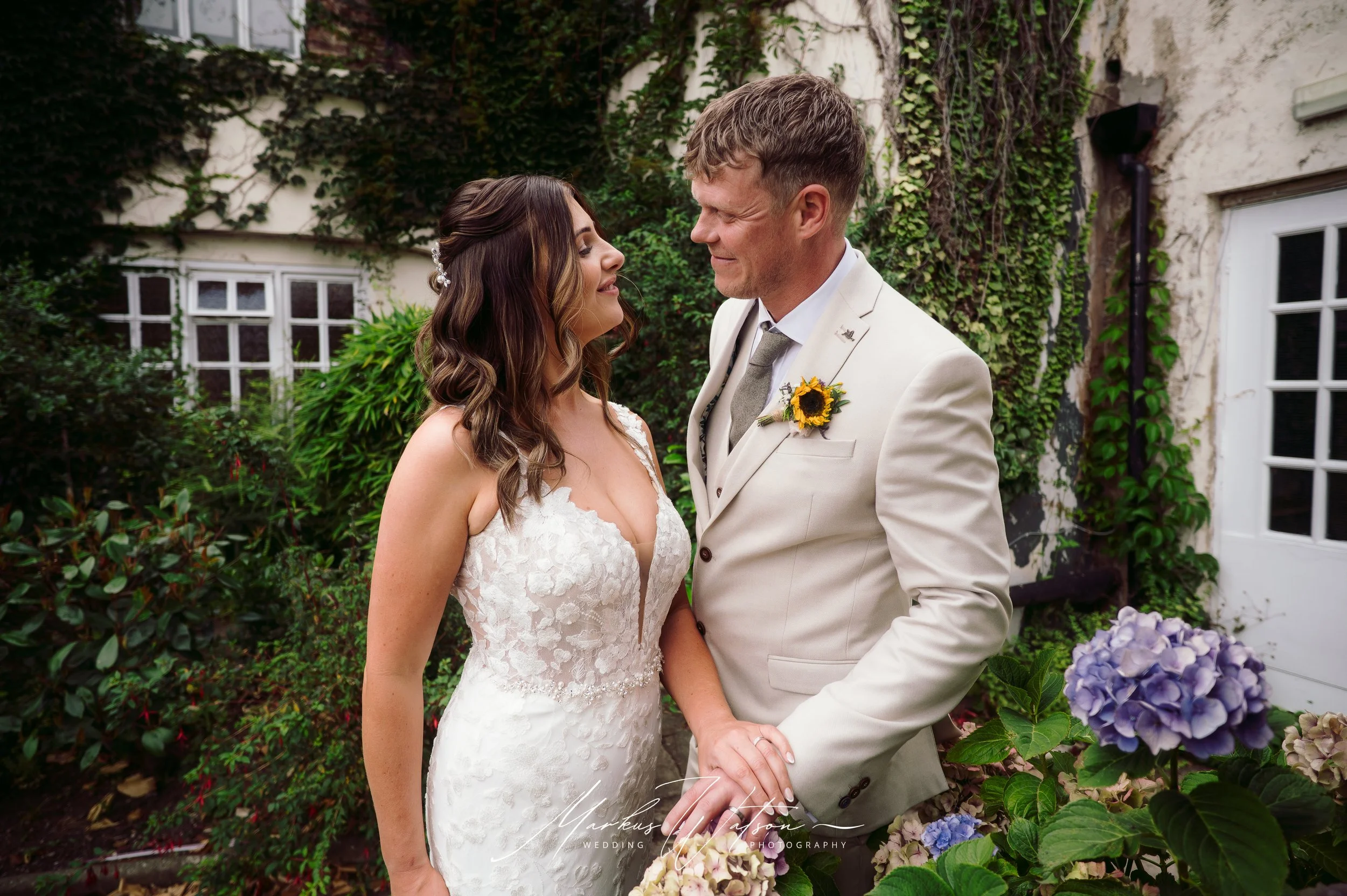 Relaxed couple portraits at Rossett Hall wedding venue