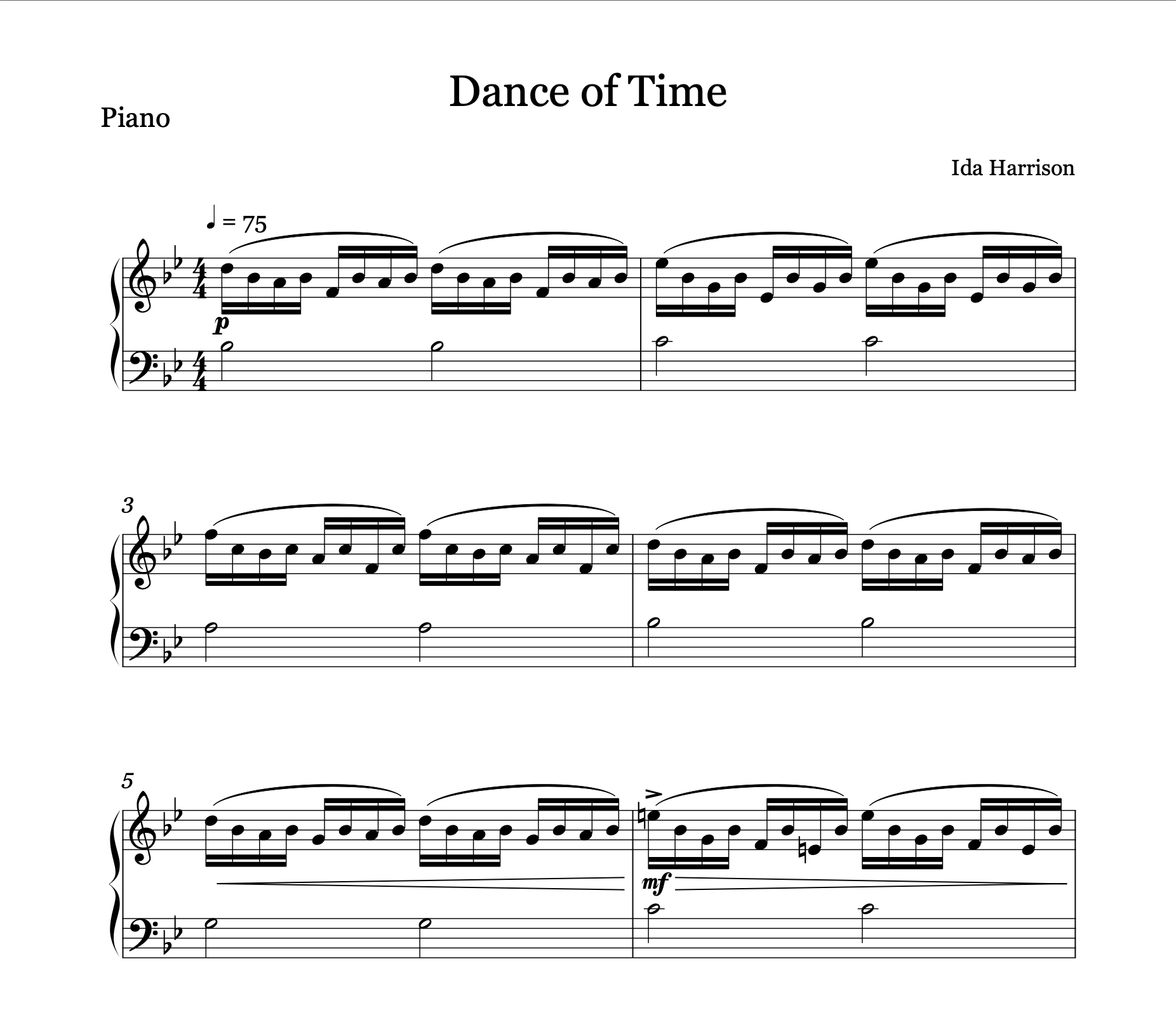 "Dance of Time" Original Piano Sheet Music
