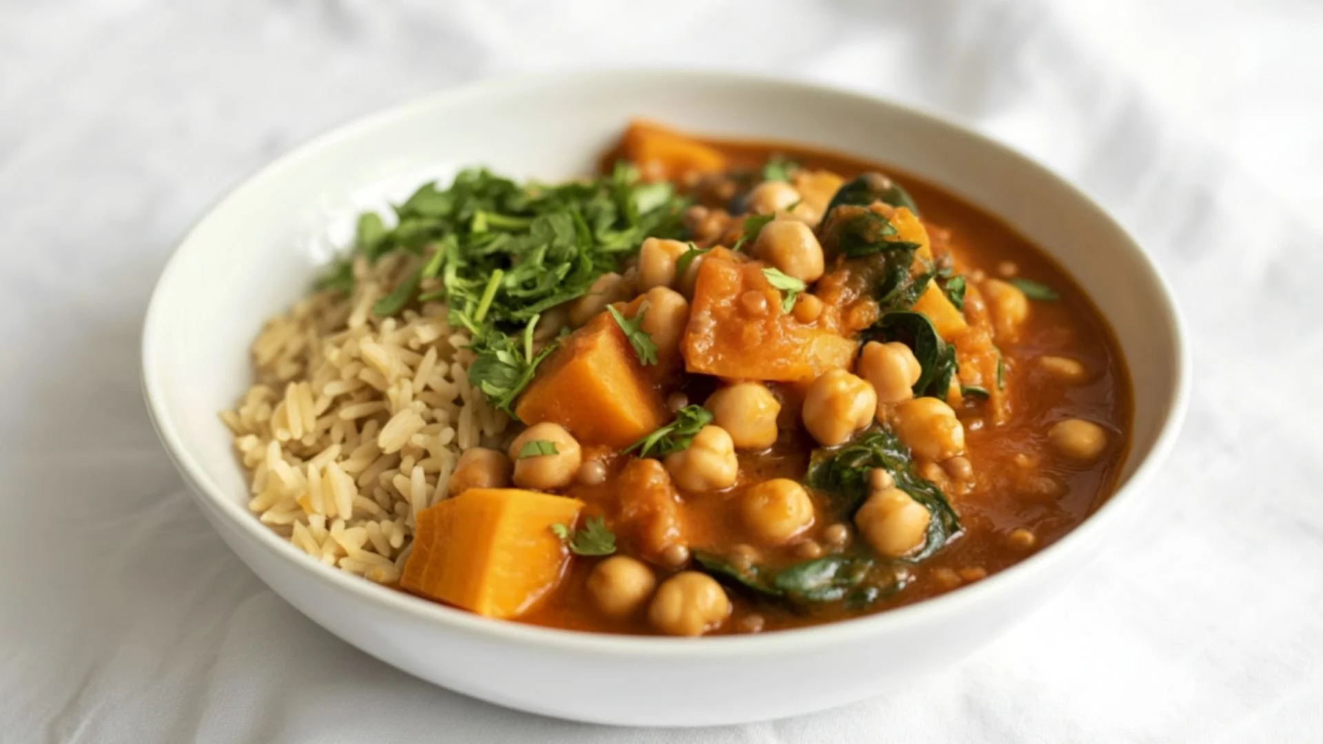 Chickpea and spinach curry