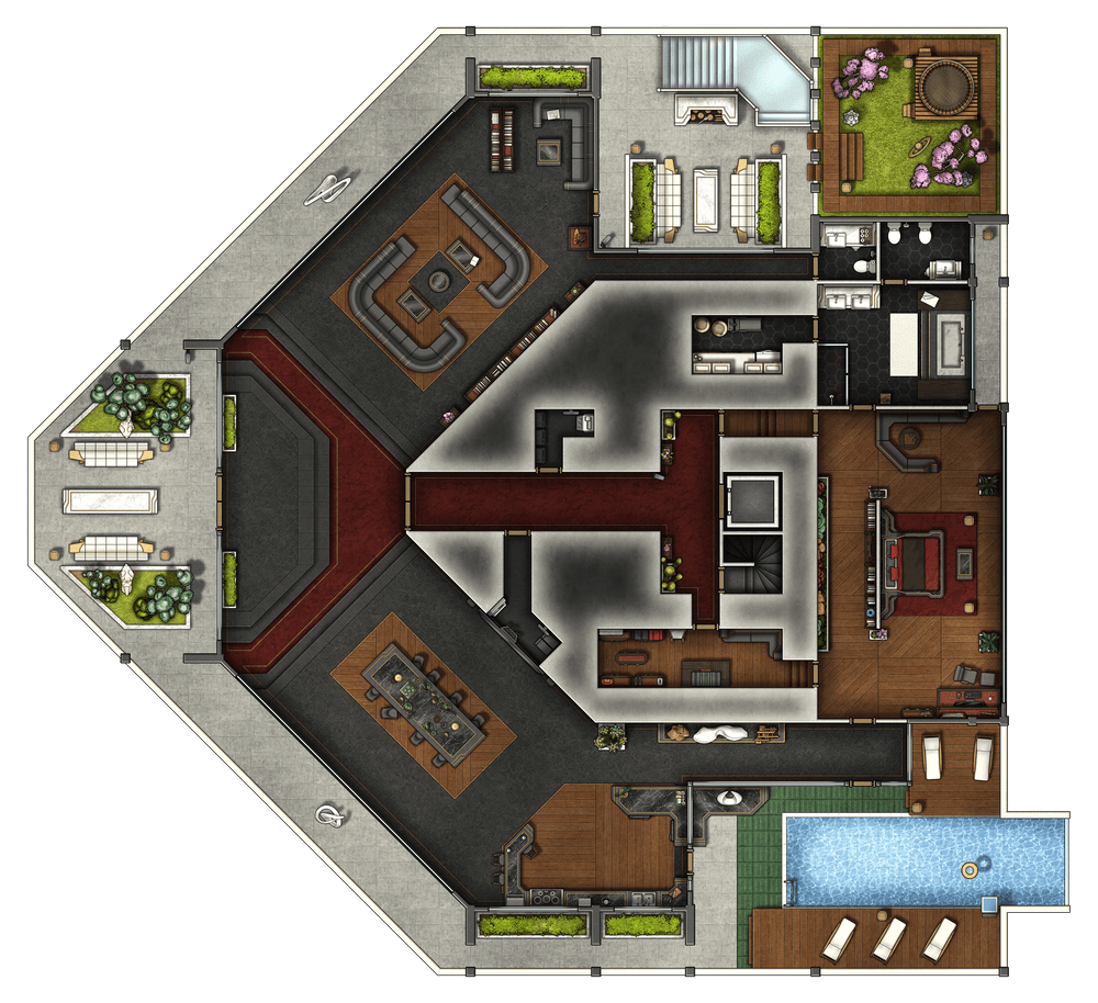 Curated visual reference: Fresh Look at Free Modern Penthouse Ttrpg Battlemaps