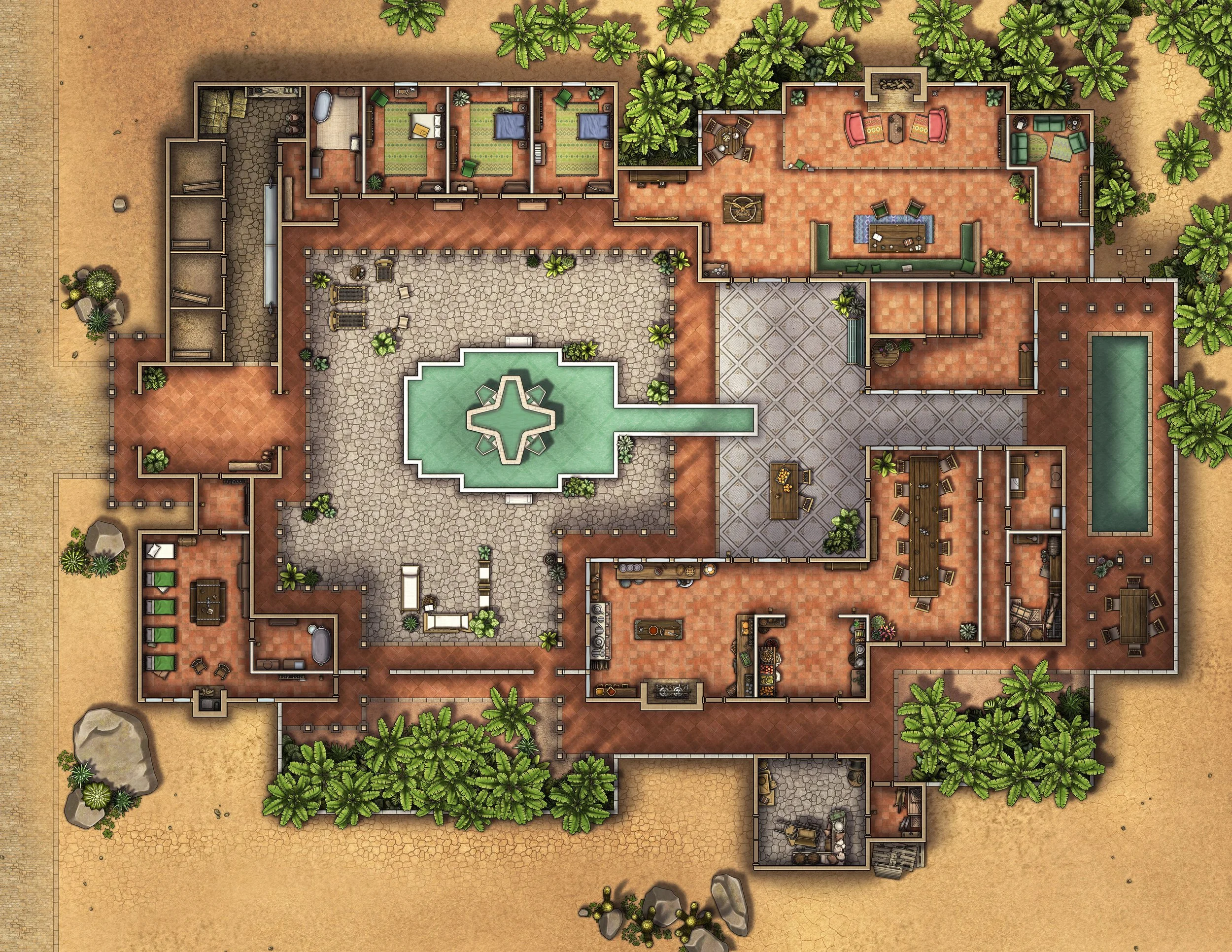 Free Hacienda TTRPG Battlemap - SERIES — Tom Cartos