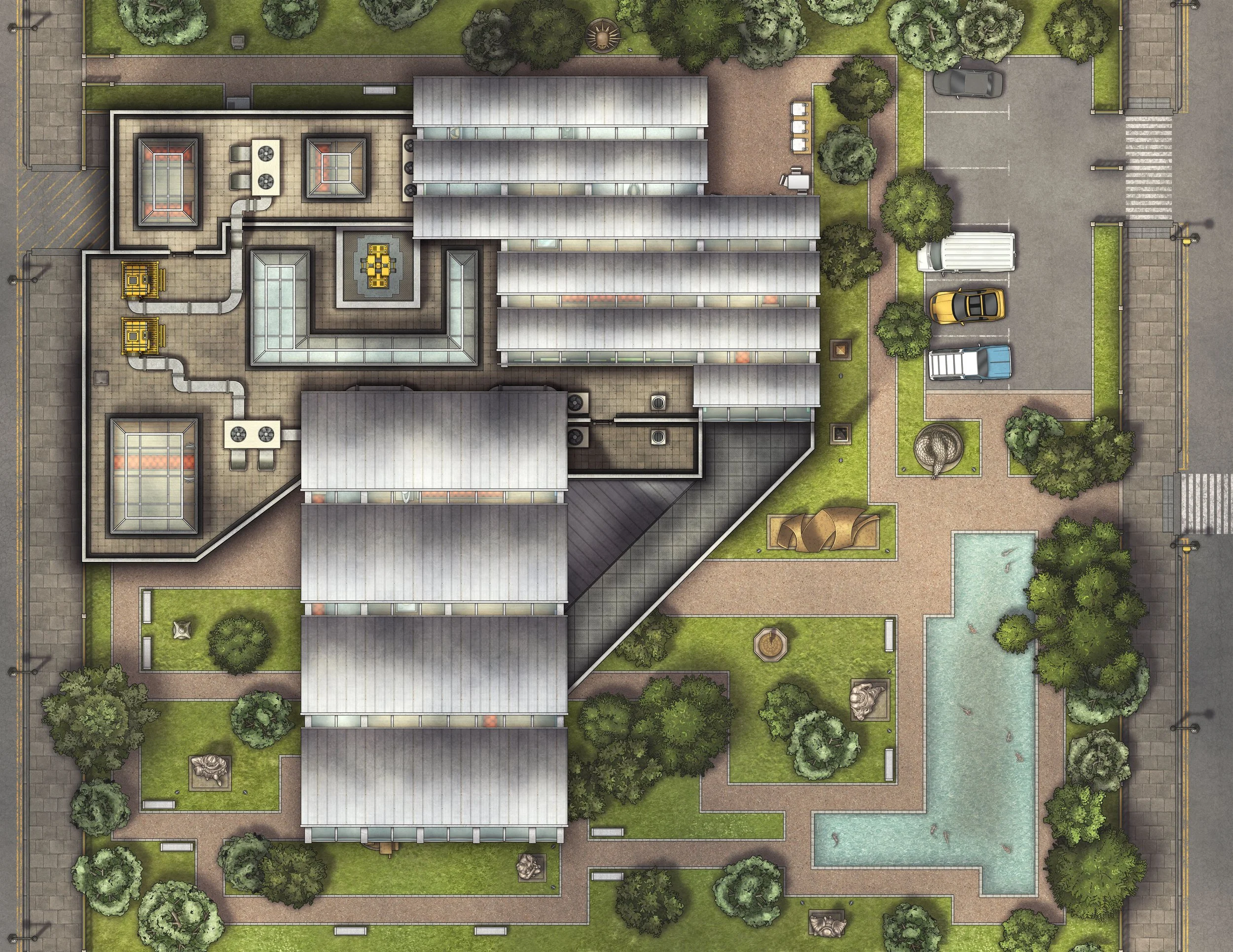 Free Modern Art Gallery TTRPG Battlemaps — Tom Cartos