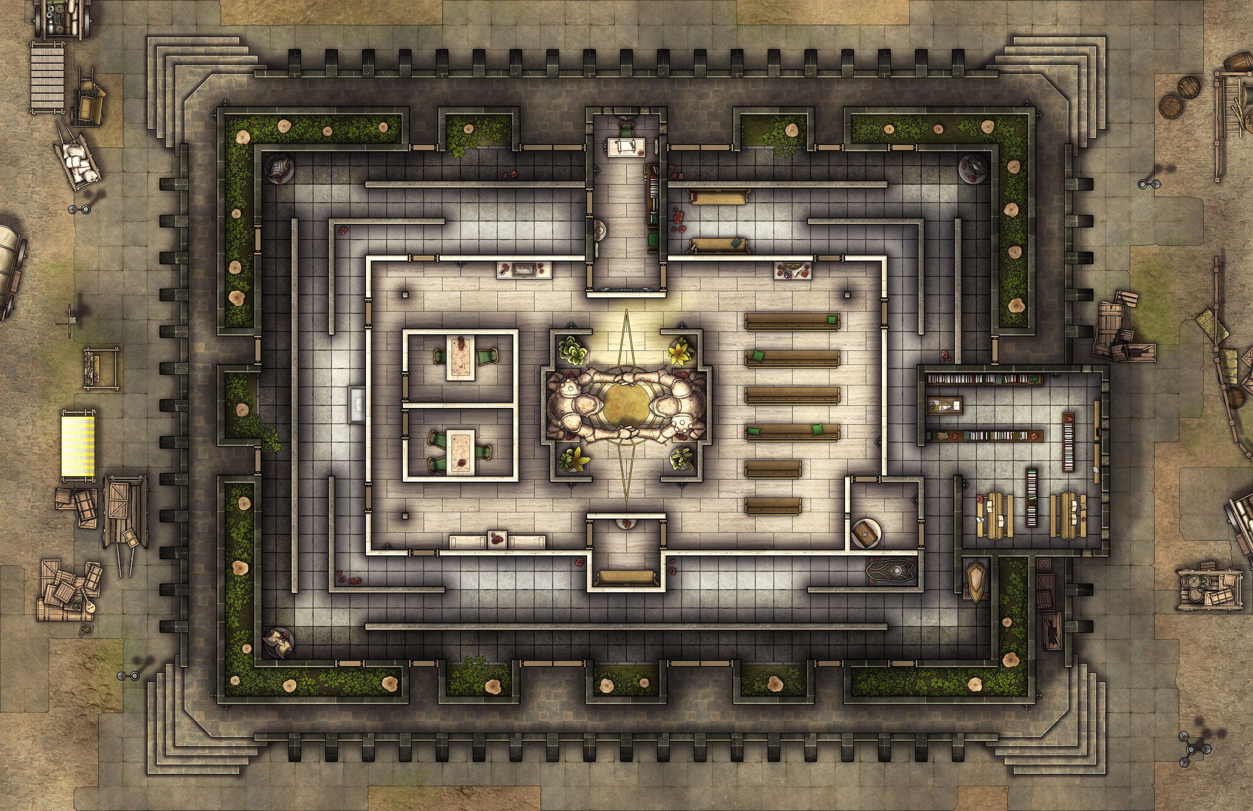 Free Temple of Protection TTRPG Battlemap - Places of Worship — Tom Cartos